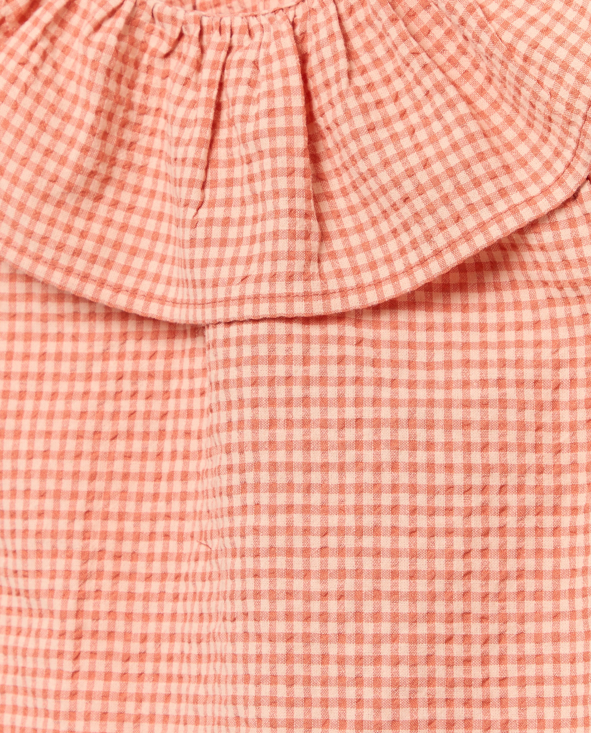 Blusa niña cuello vichy pequeño set 630 Coral-3
