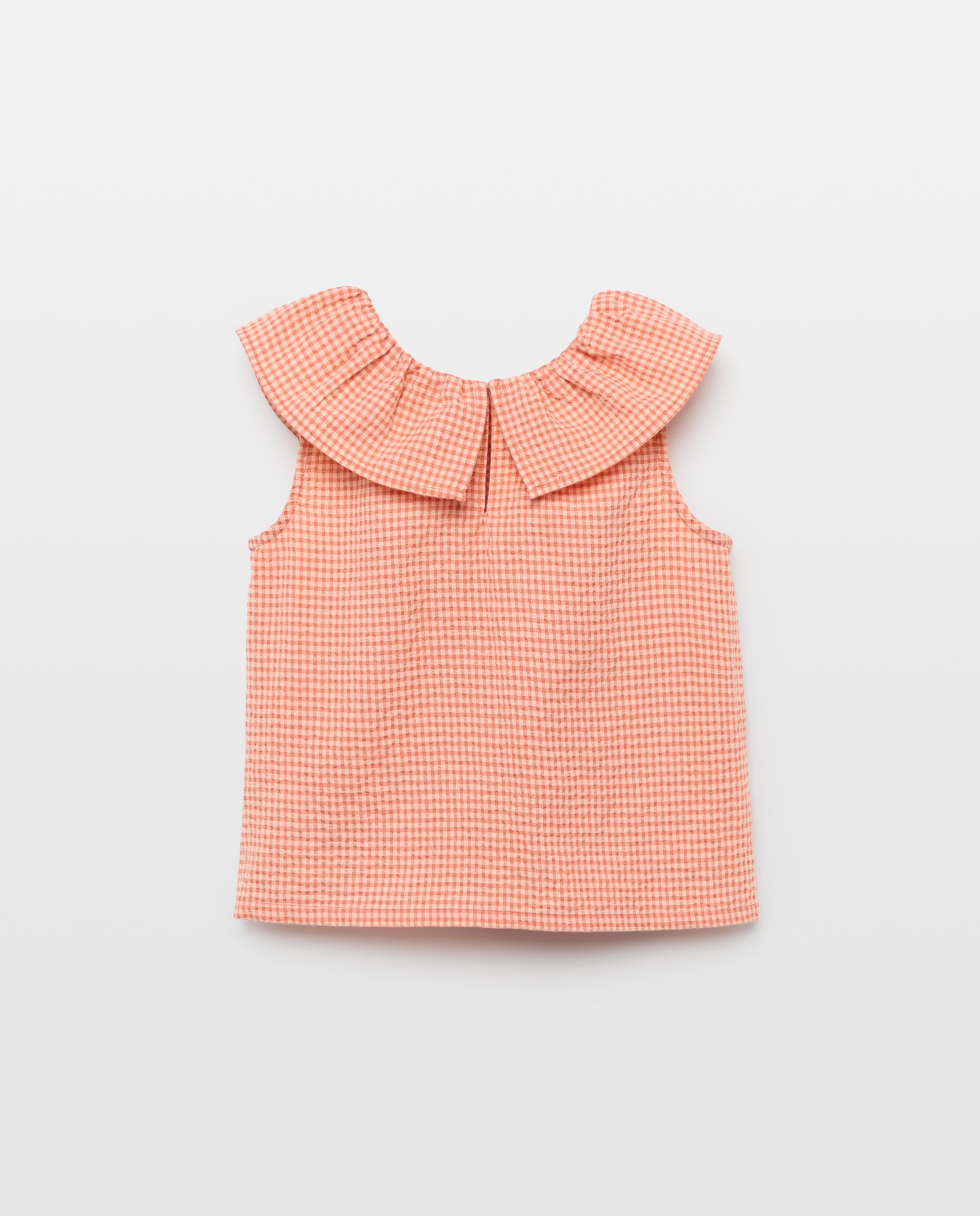Blusa niña cuello vichy pequeño set 630 Coral-2