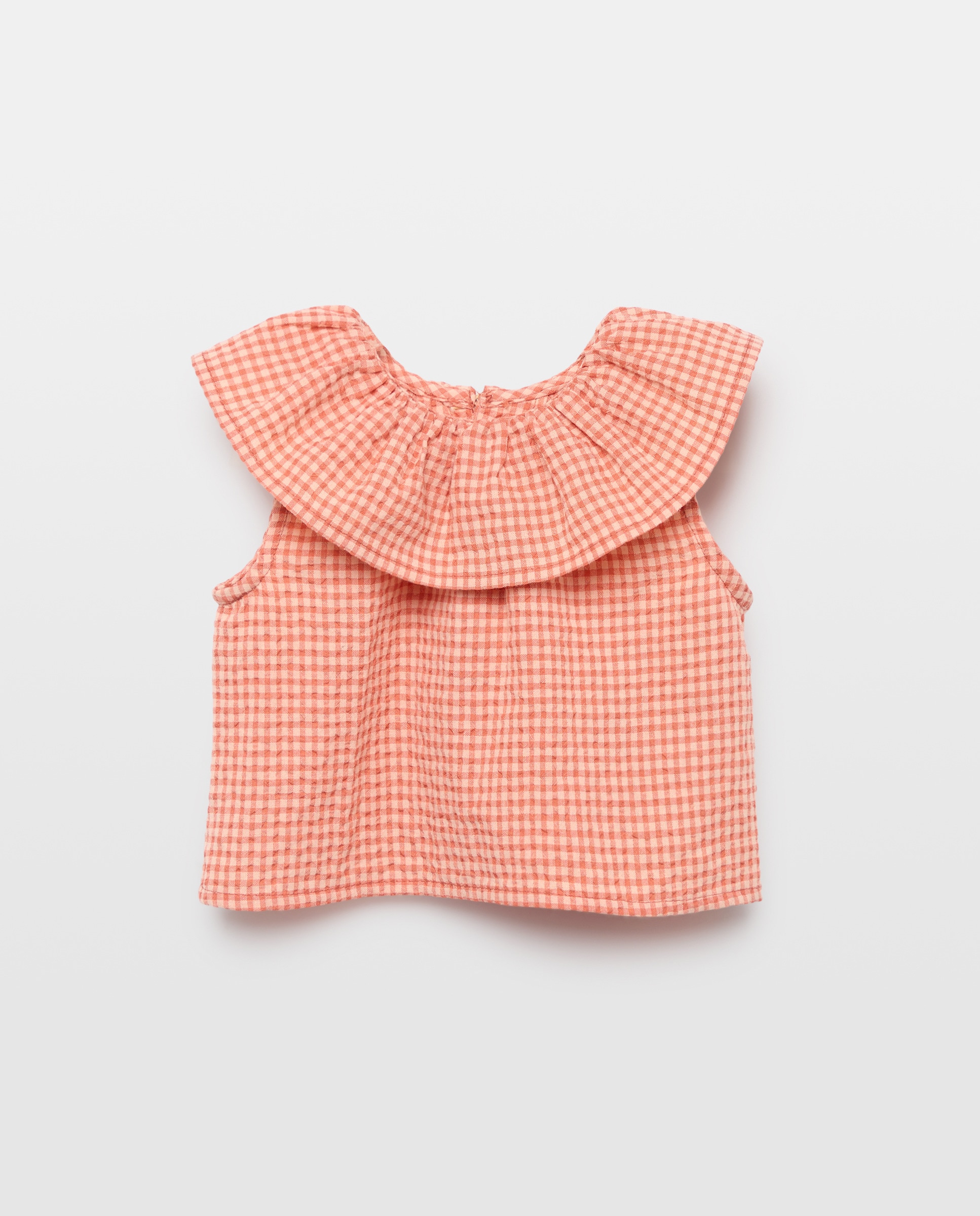 Blusa bebé niña cuadro vichy set 630 Coral-1