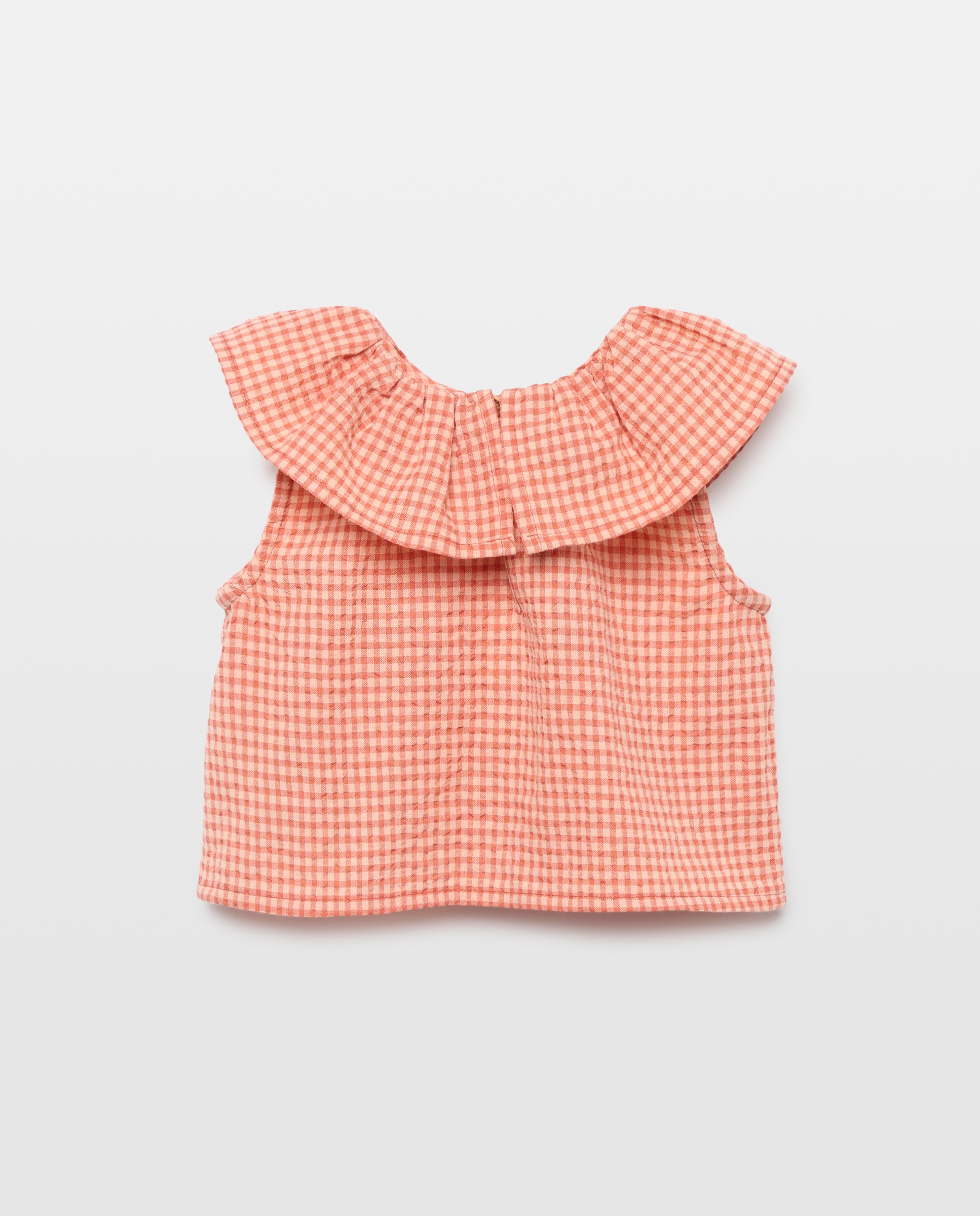 Blusa bebé niña cuadro vichy set 630 Coral-2