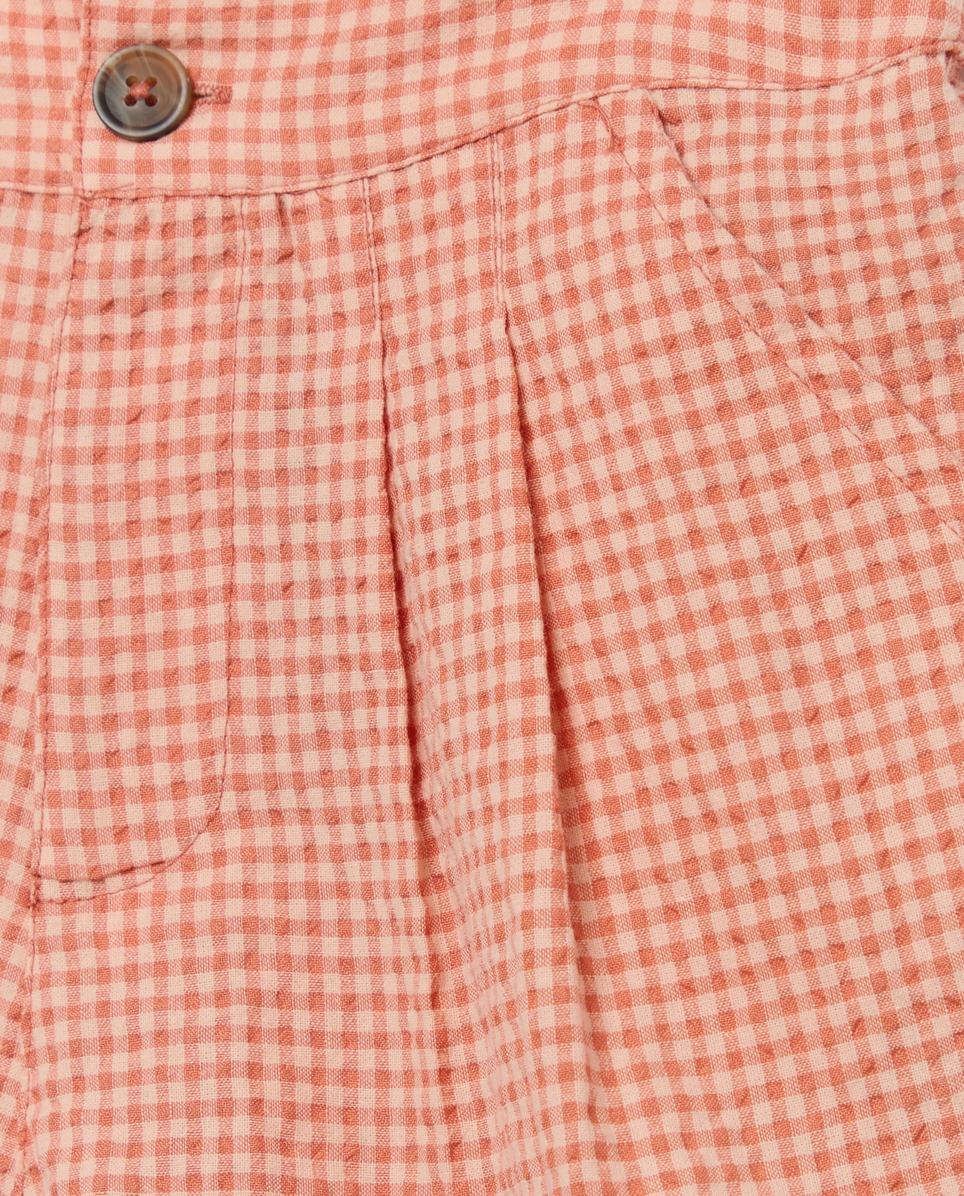 Short niña cuadros vichy set 630 Coral-3