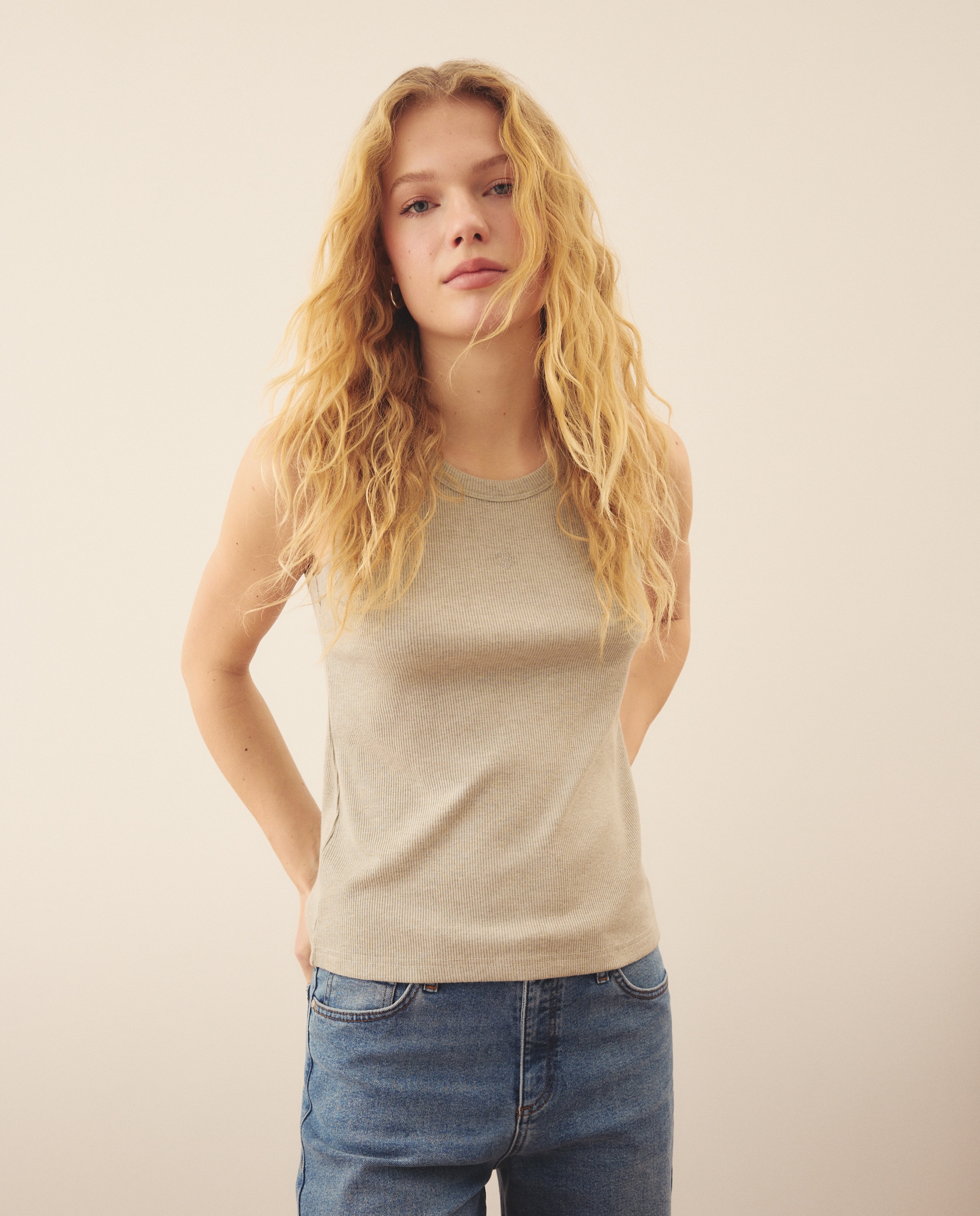 T-shirt sem mangas de mulher Verde-1