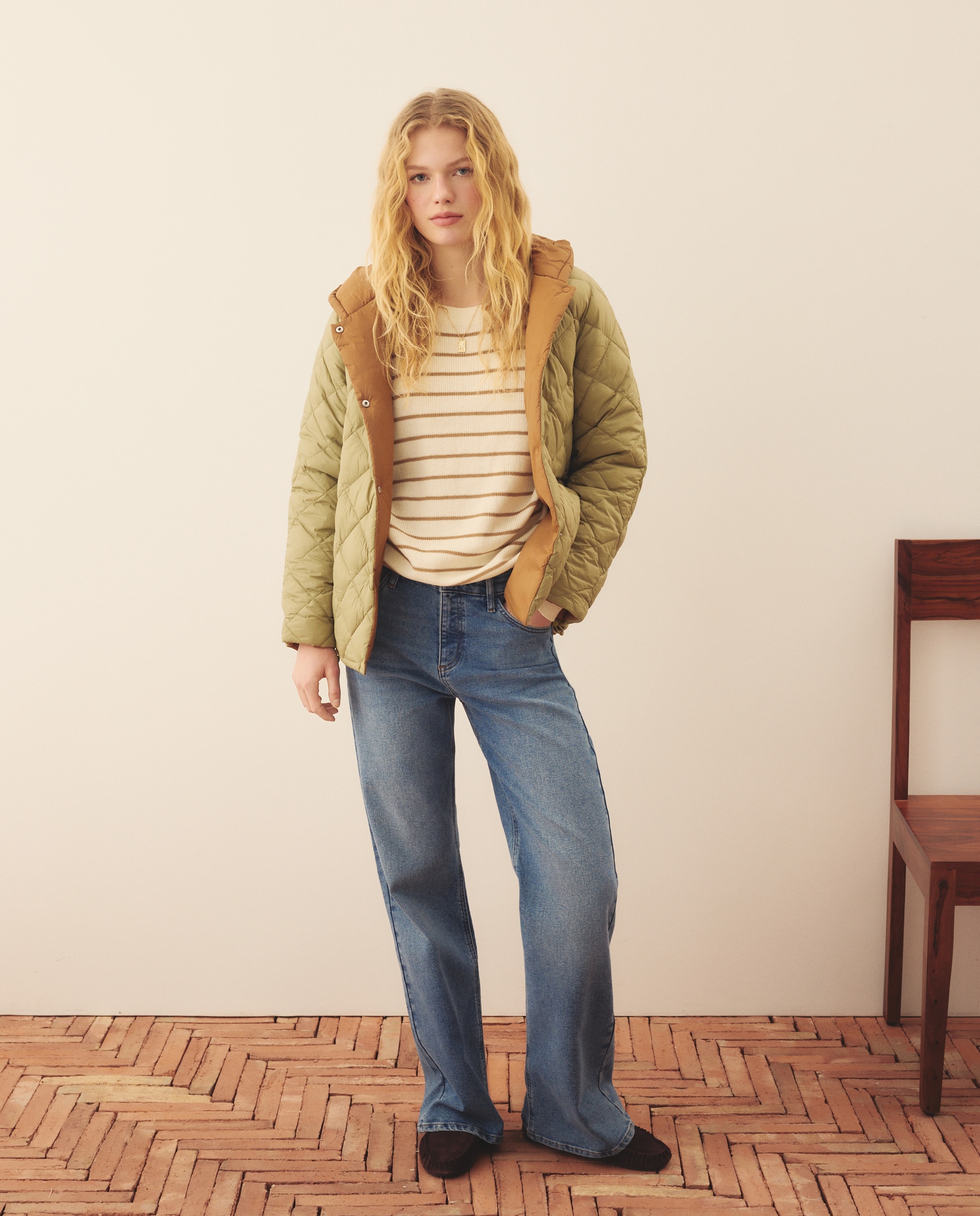 Blusão Acolchoado Curto Reversível Verde-flúor-2