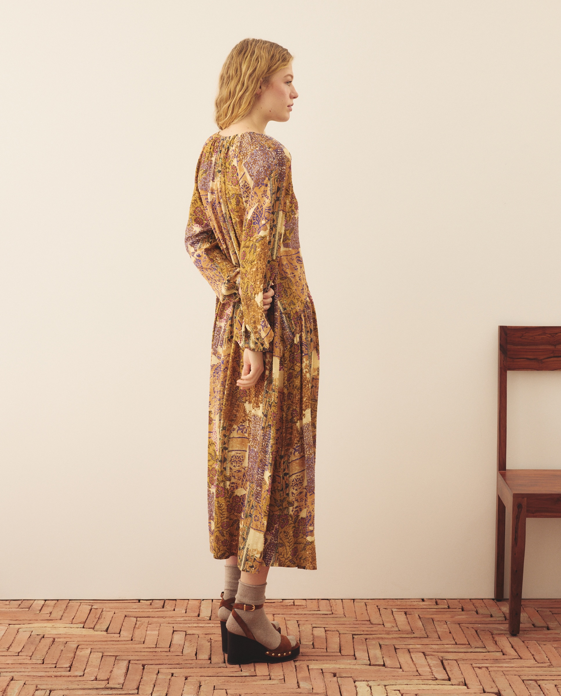 Vestido Boho com Laço nas Mangas Verde-3