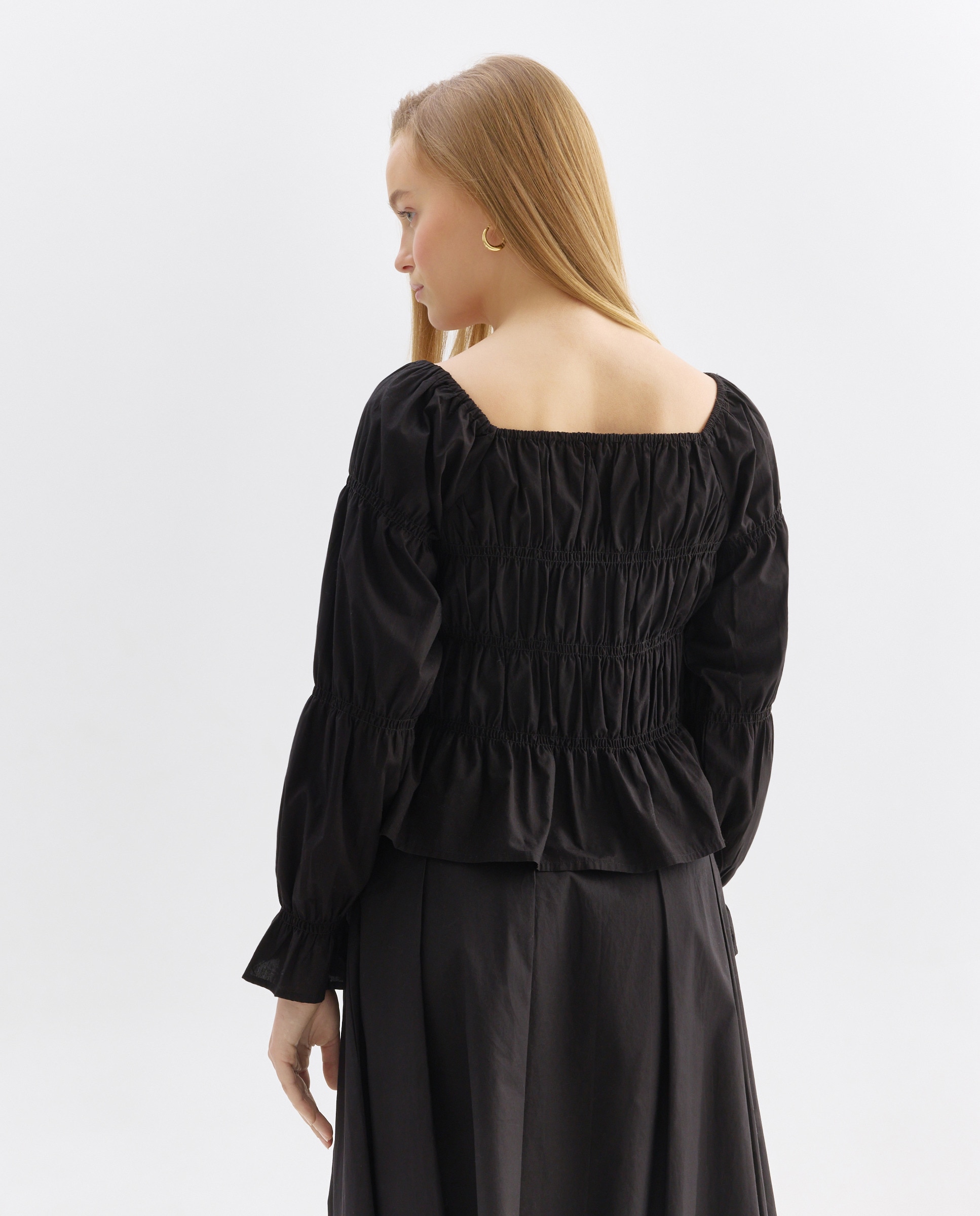 Blusa de mujer smock total look Negro-3