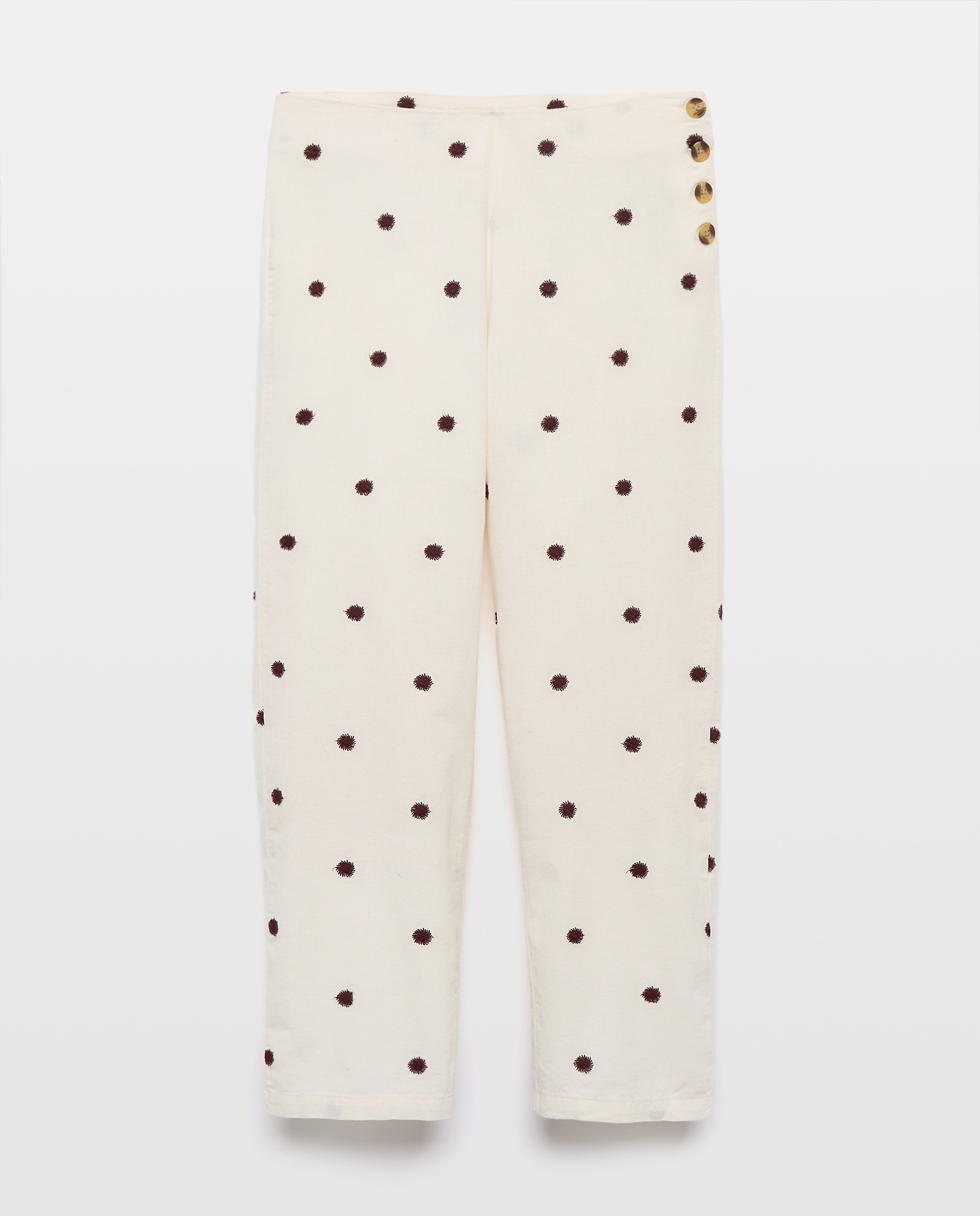 Pantalón de mujer bordado total look Marrón-4
