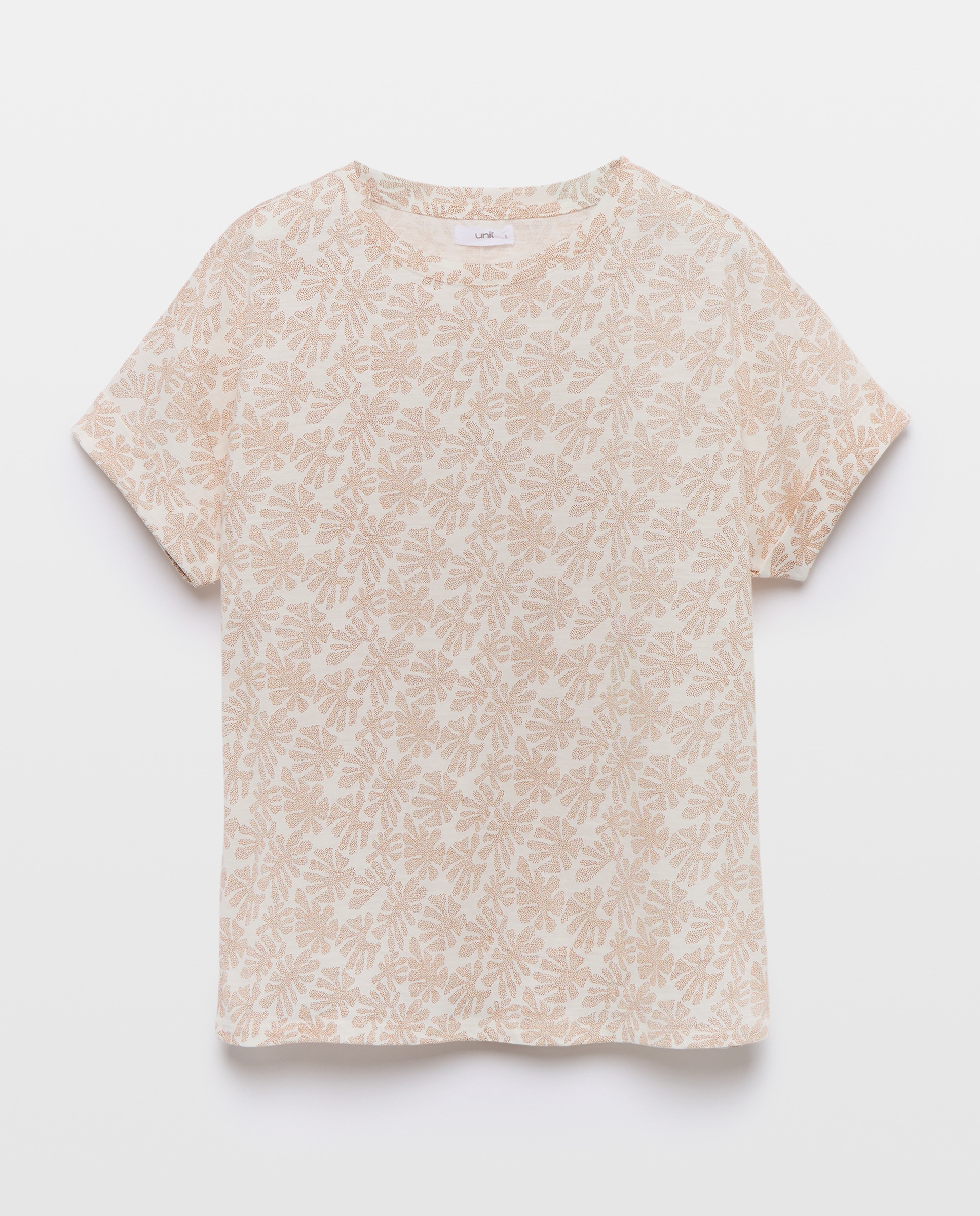 Camiseta estampada de mujer cuello caja Blanco-4