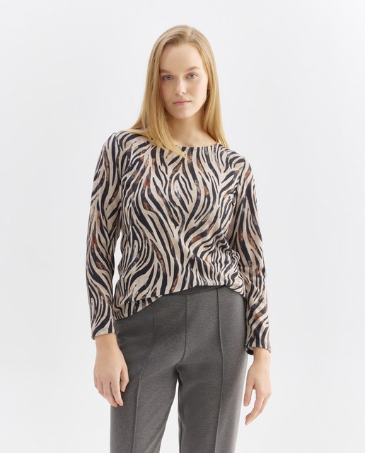 Imagem 0 de Camisola estampada de mulher com manga comprida