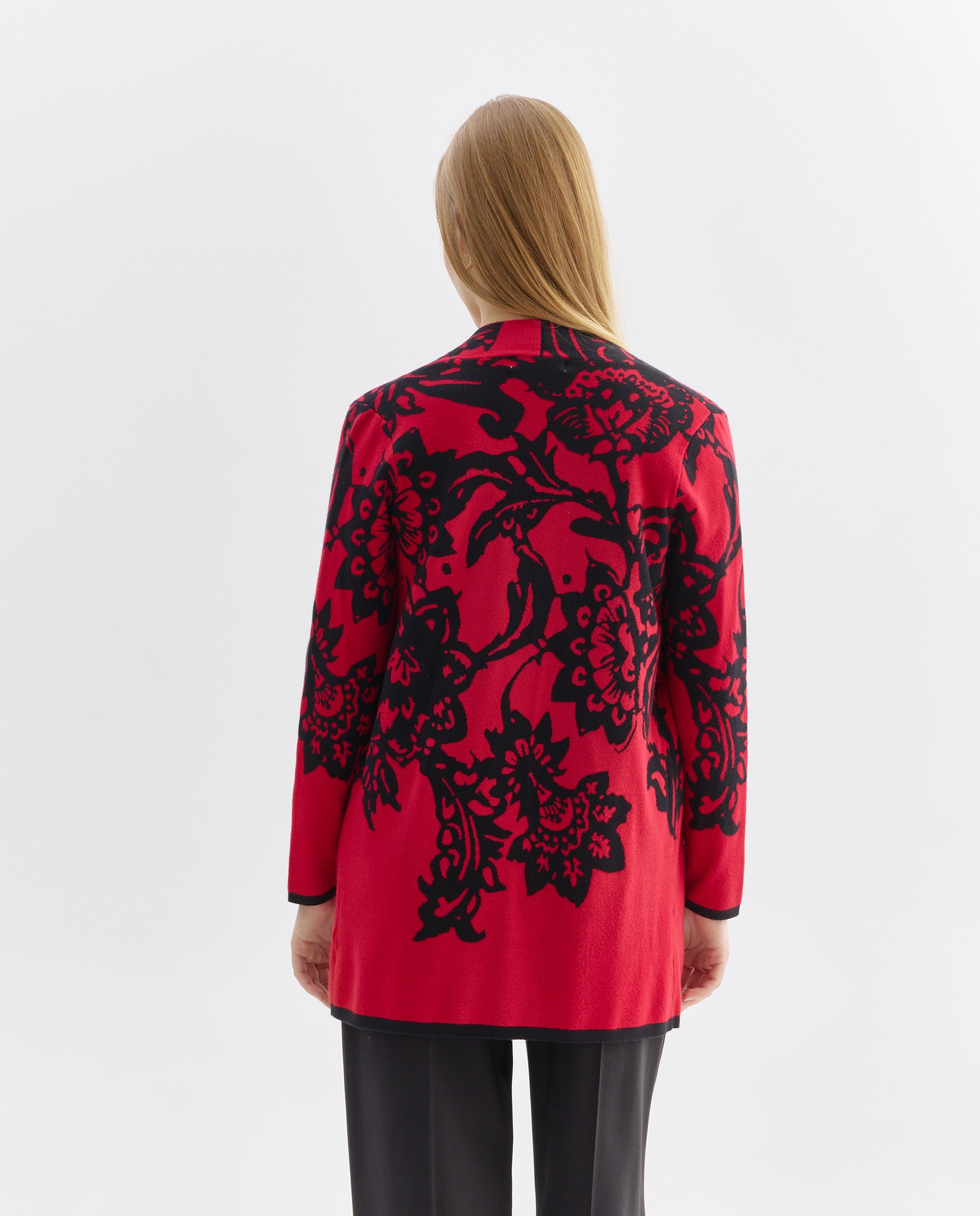 Casaco liso com manga comprida Vermelho-3