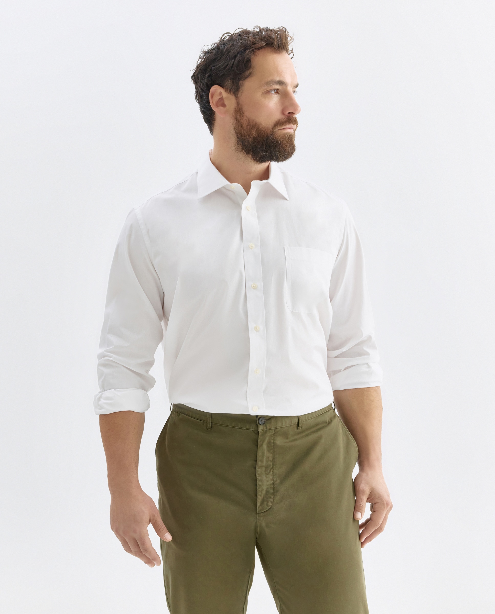 Camisa de hombre Dustin classic lisa tallas grandes - Blanco Blanco-1