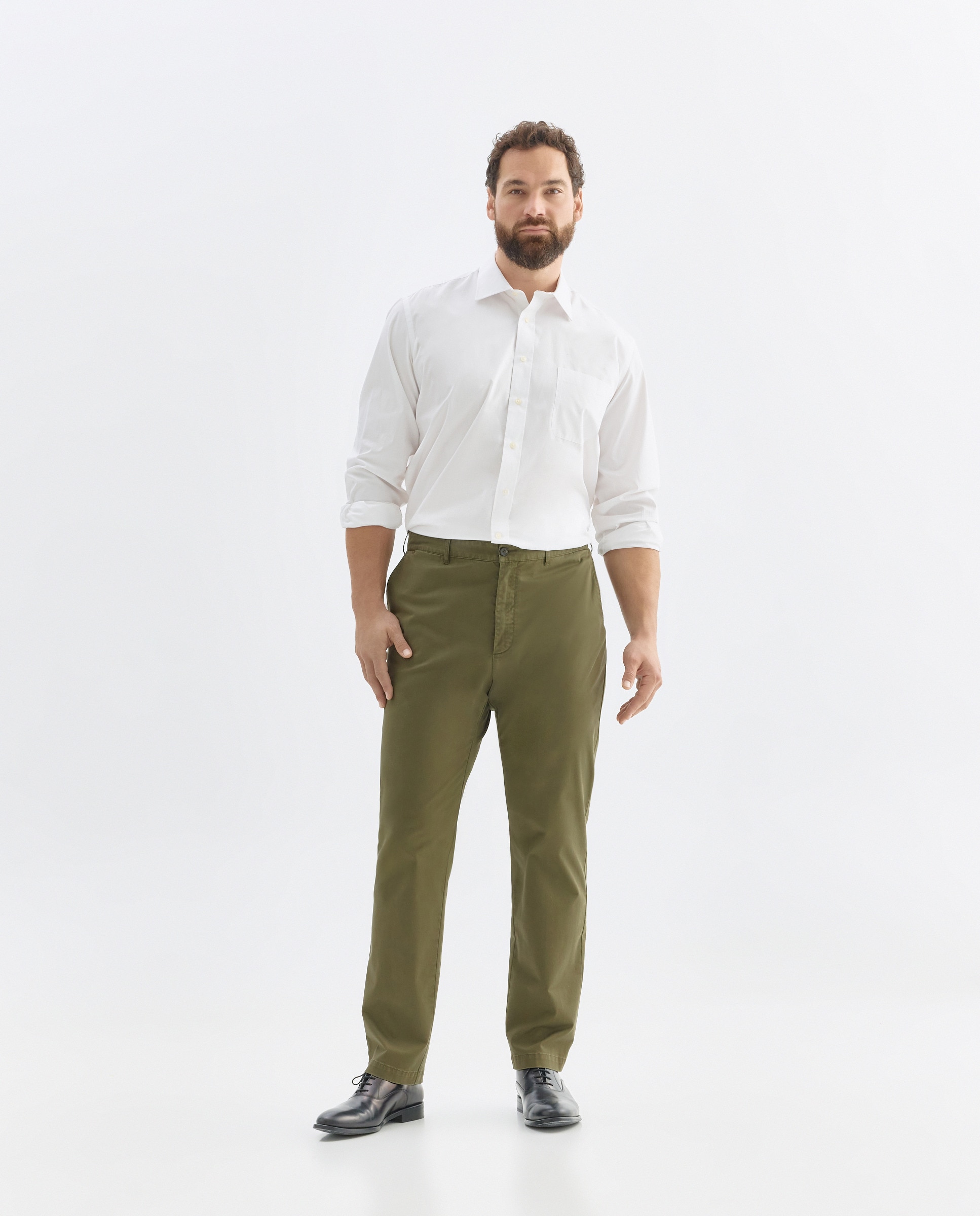 Camisa de hombre Dustin classic lisa tallas grandes - Blanco Blanco-2