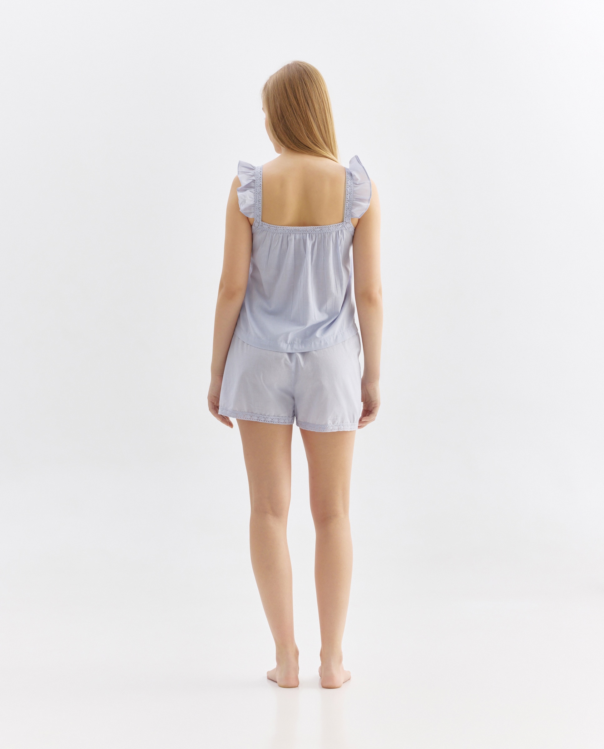 Pijama mujer algodón tirantes lace 410 Azul claro-2