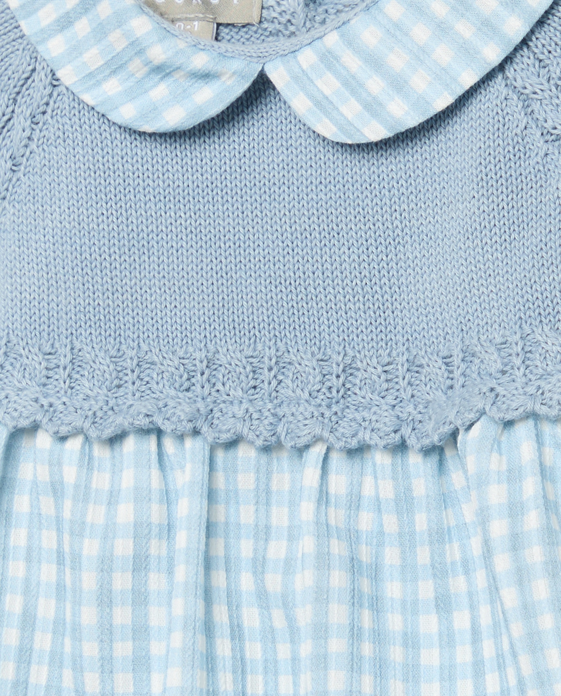 Babygrow com Gola Bebé em Tricot e Plana Vichy Coconut El Corte Inglés Azul-3
