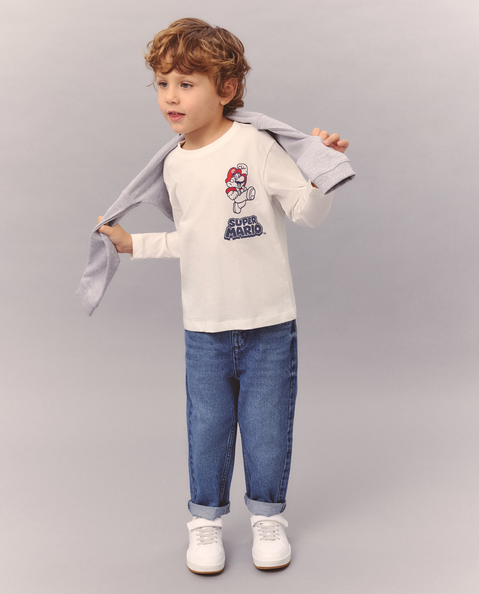 Camisola de Manga Comprida com Estampado Mario Bros Branco-2