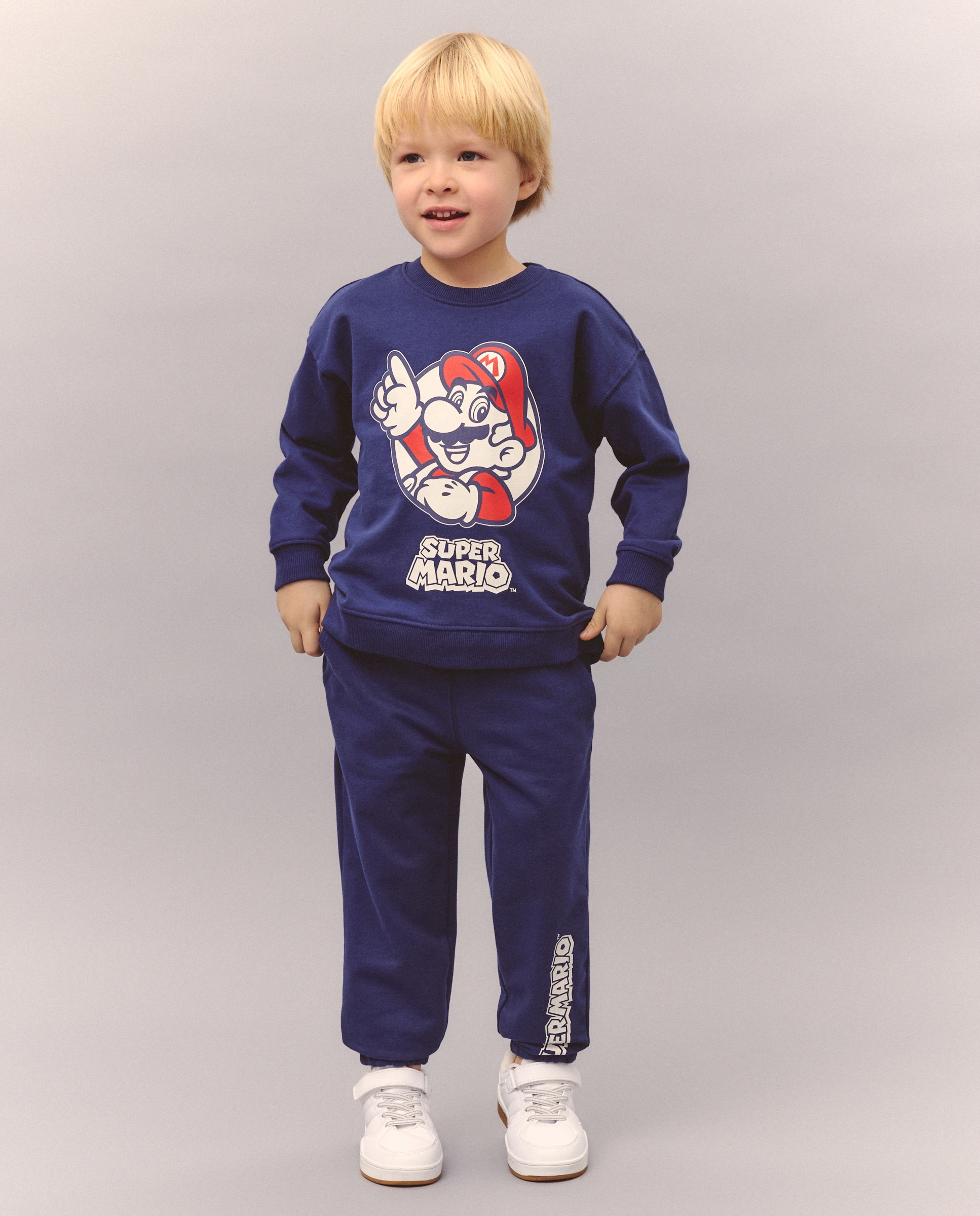 Conjunto de 2 Peças com Estampado Mario Bros Azul-marinho-1
