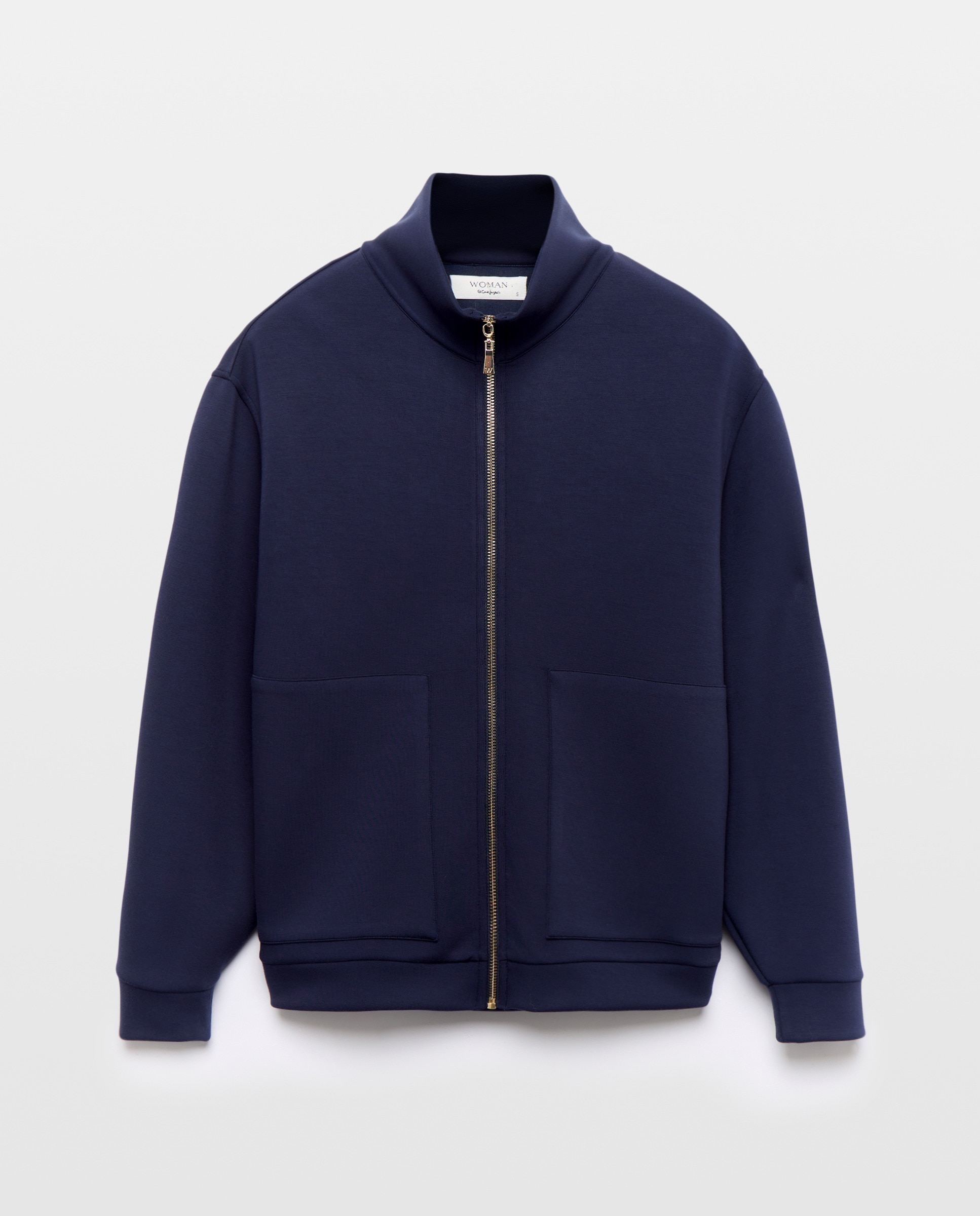 Sweatshirt Clássica Aberta de Cupro Azul-marinho-5