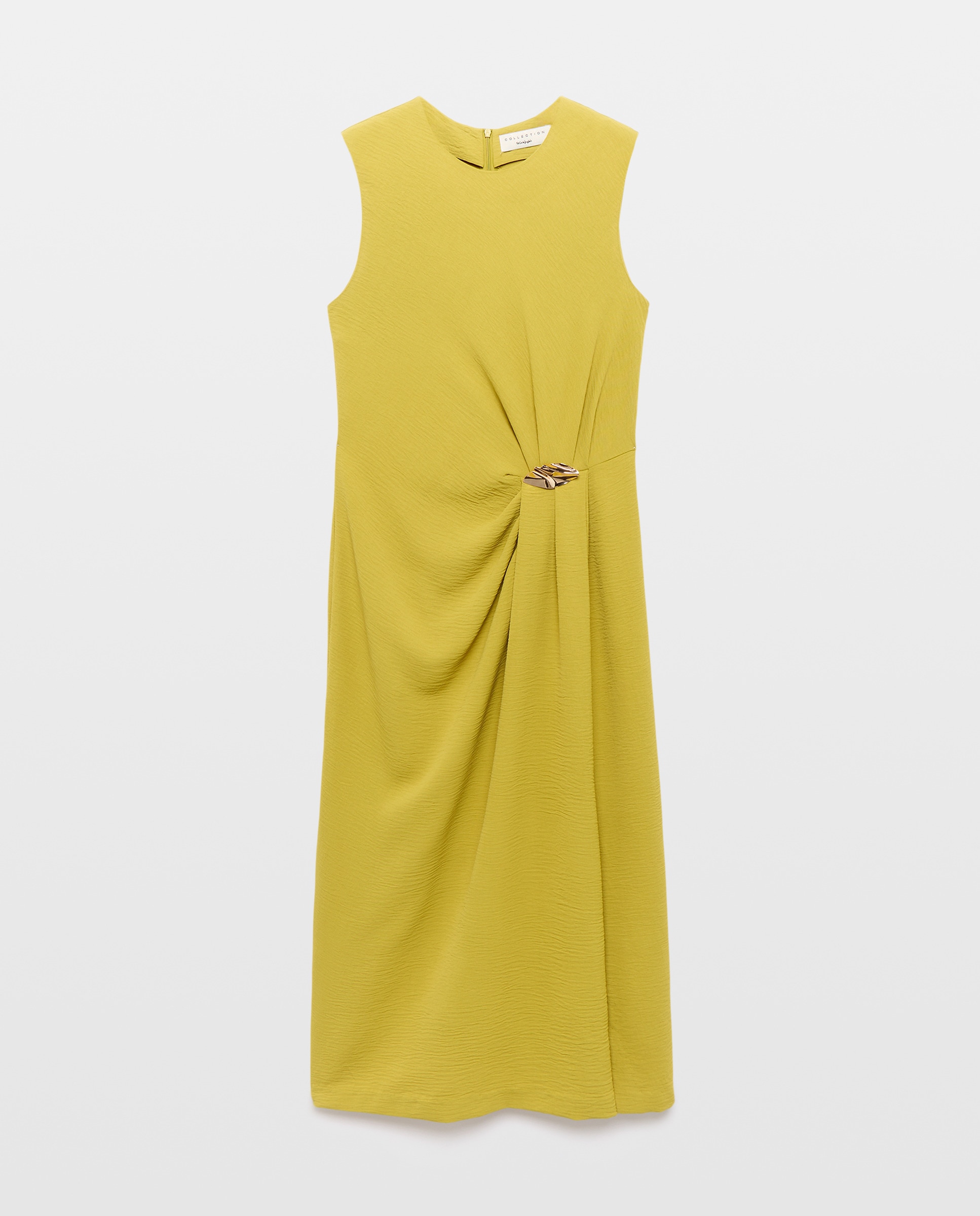 Vestido Liso sem Mangas com Fecho Metálico Pistácio-4