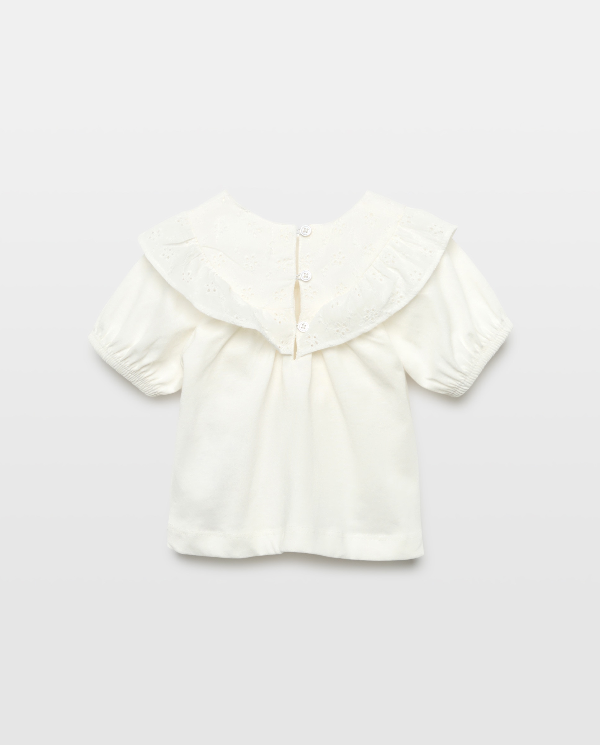 T-shirt de Manga Curta de Bebé com Decote Plano com Folho Baby El Corte Inglés Branco-marfim-2