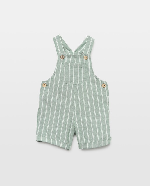 Imagen 0 de Peto de bebé corto algodón-lino rayas