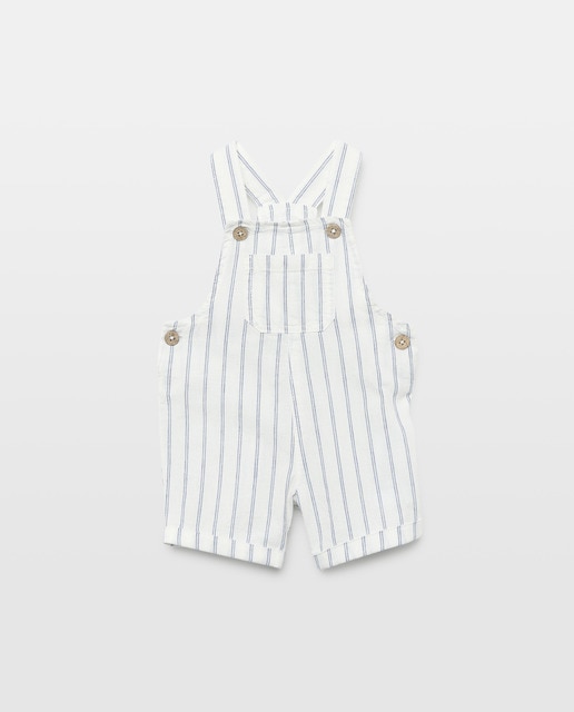Imagen 0 de Peto de bebé corto algodón-lino rayas