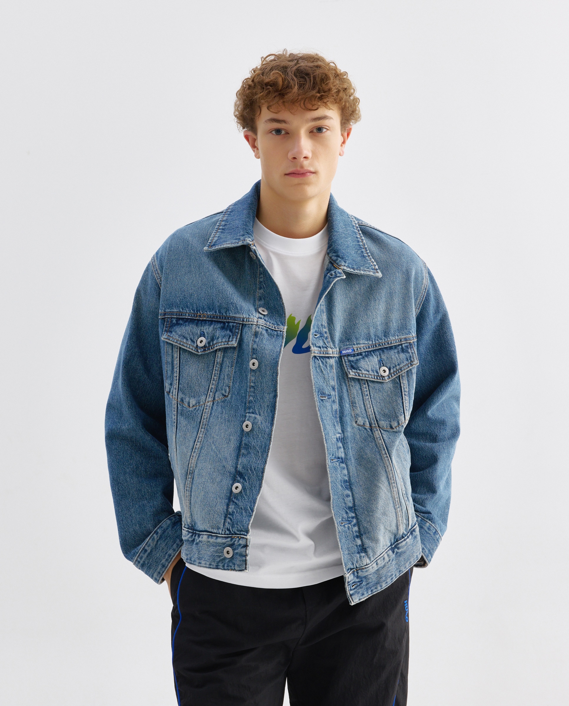 Blusão de Ganga com Manga Comprida Azul-1