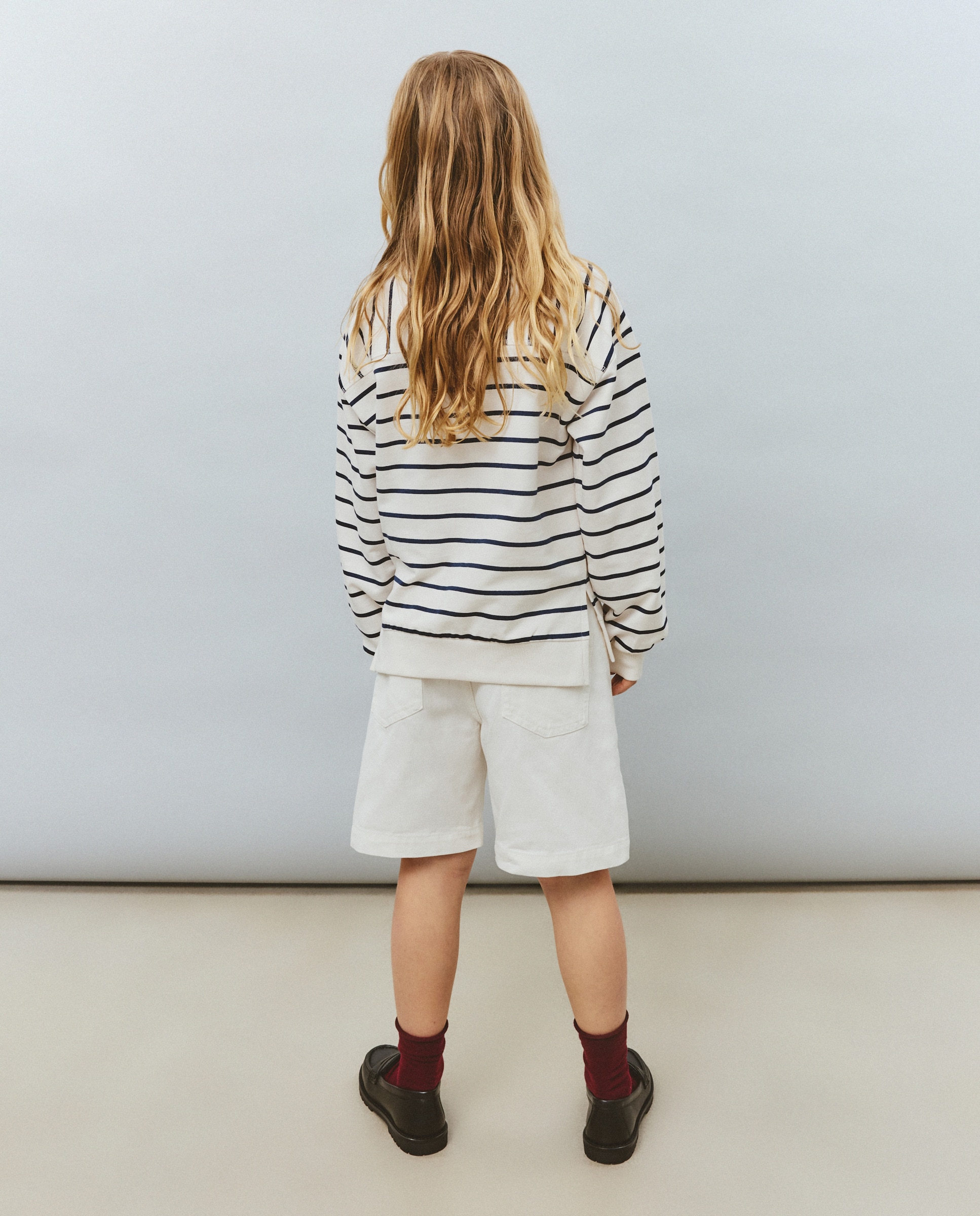 Sweatshirt às Riscas de Felpa Jacquard com Decote Redondo e Bordado Lateral Kids El Corte Inglés Azul-3