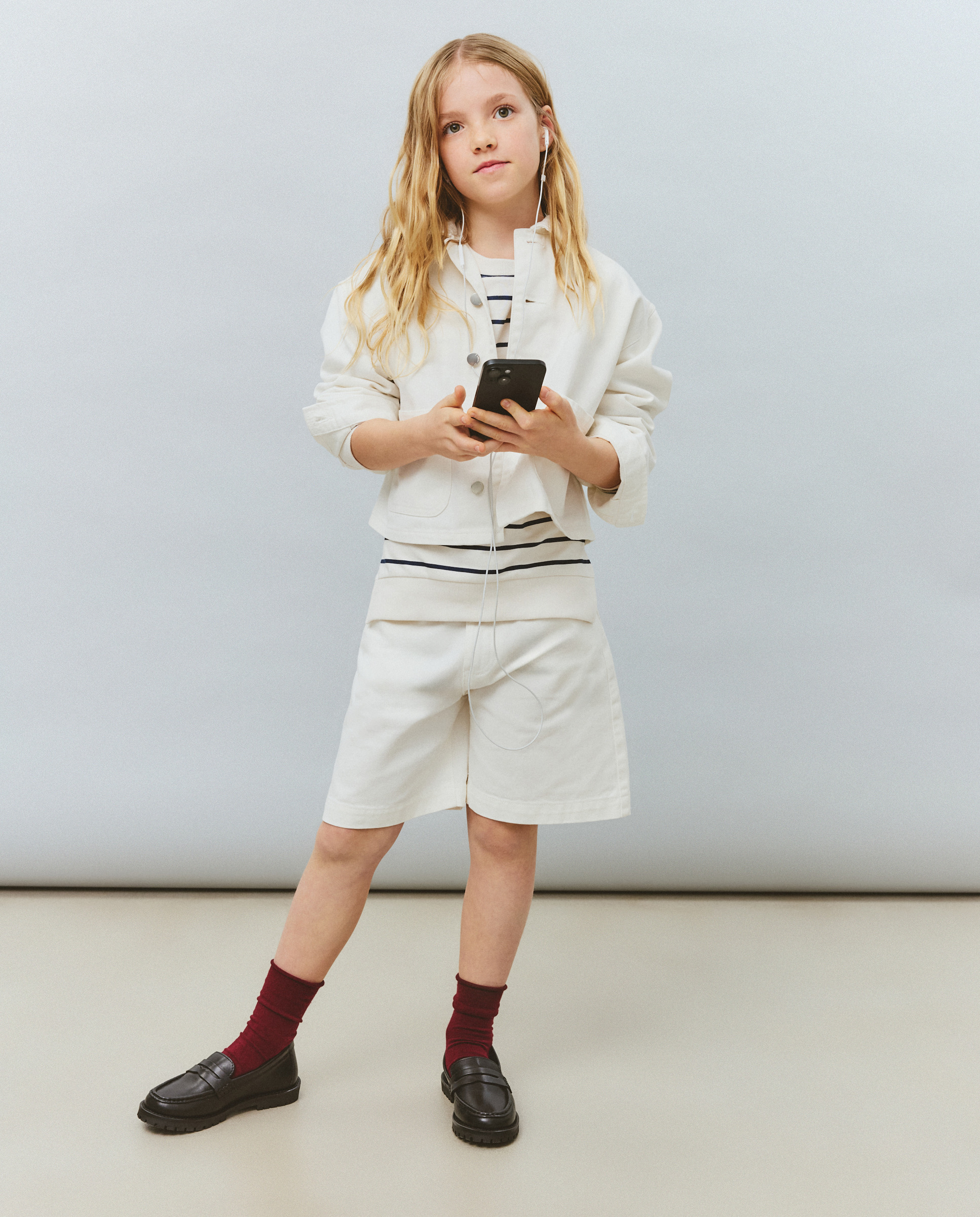 Sweatshirt às Riscas de Felpa Jacquard com Decote Redondo e Bordado Lateral Kids El Corte Inglés Azul-4