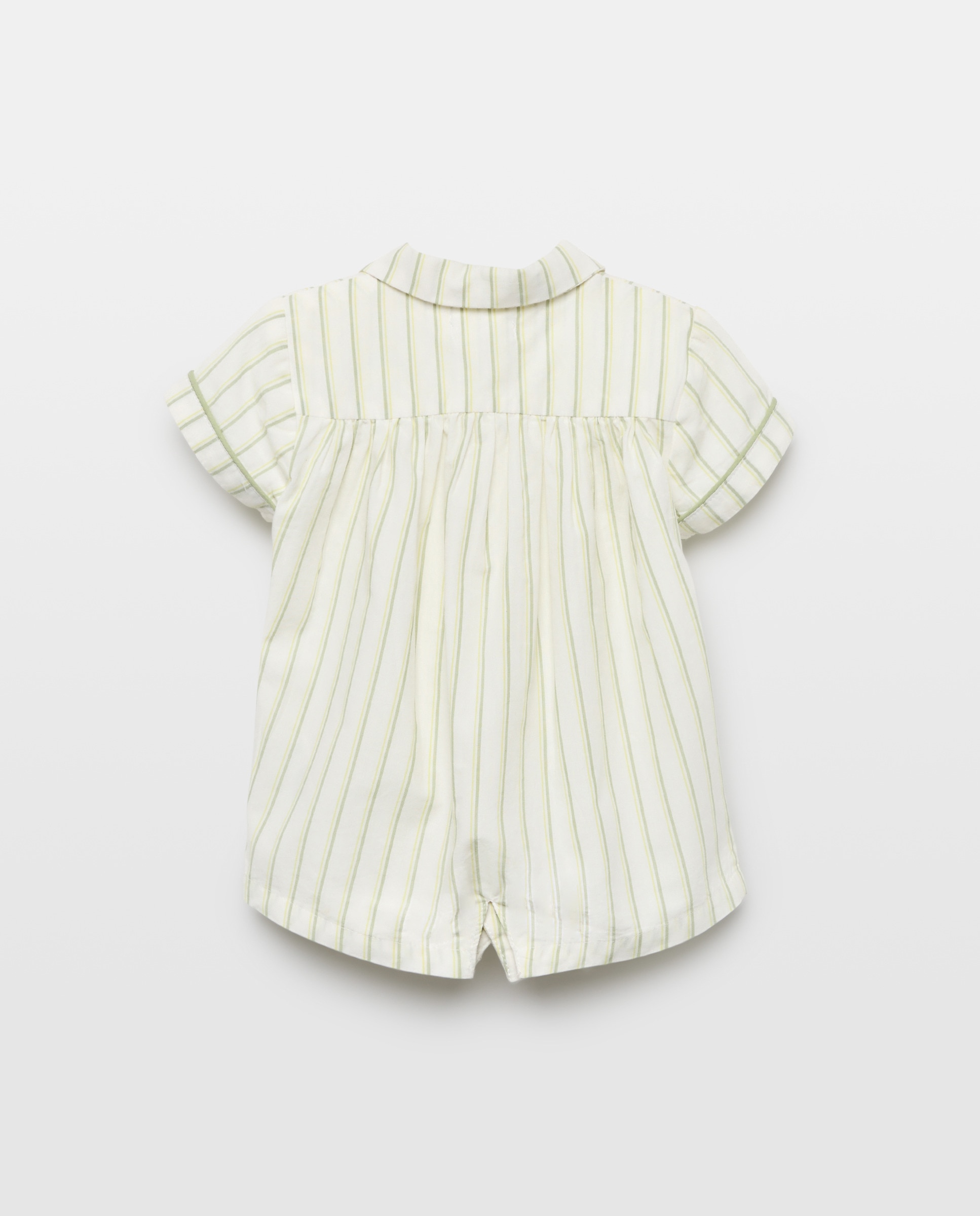 Pijama de bebé corto popelín rayas Blanco roto-2