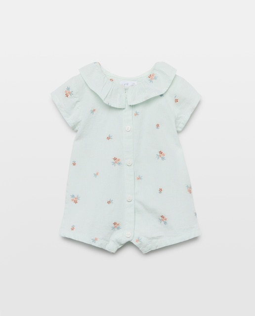 Imagen 0 de Pijama de bebé de popelín corto con bordados