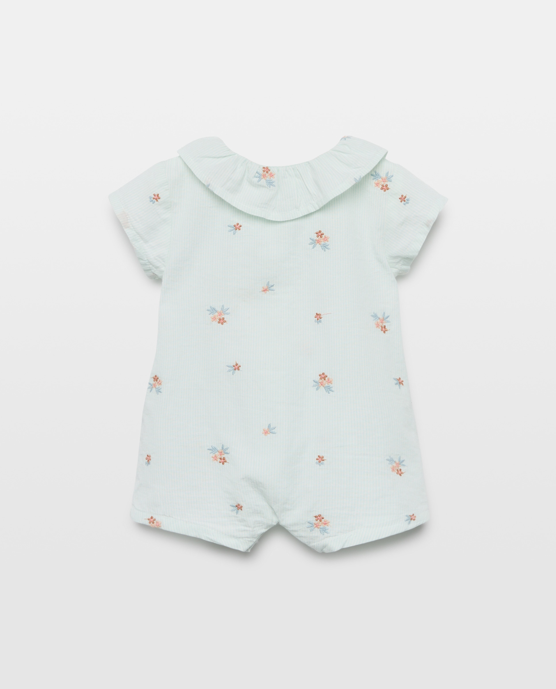 Pijama de bebé de popelín corto con bordados 582 Verde agua-2