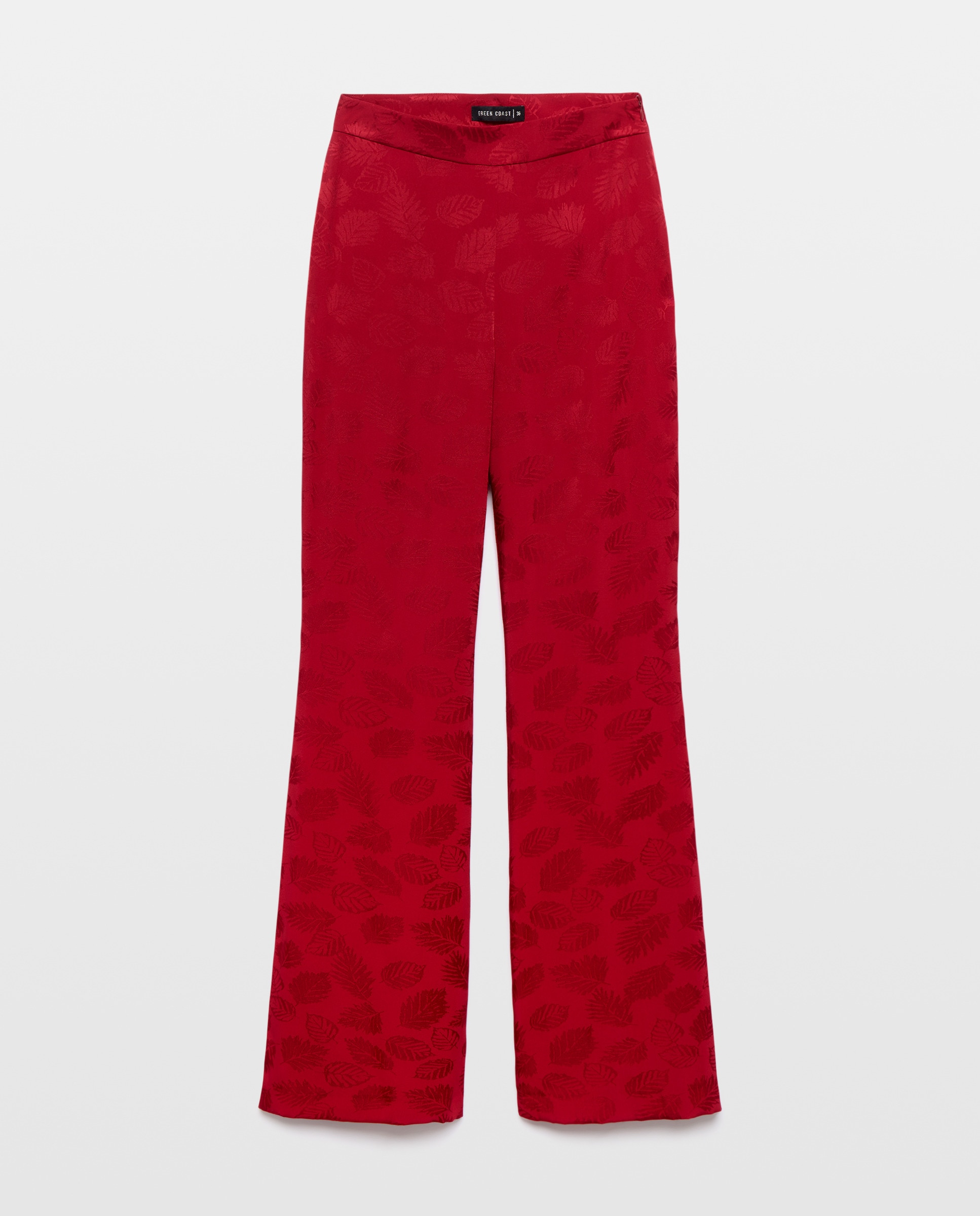 Calças Jacquard Lisas Vermelho-4