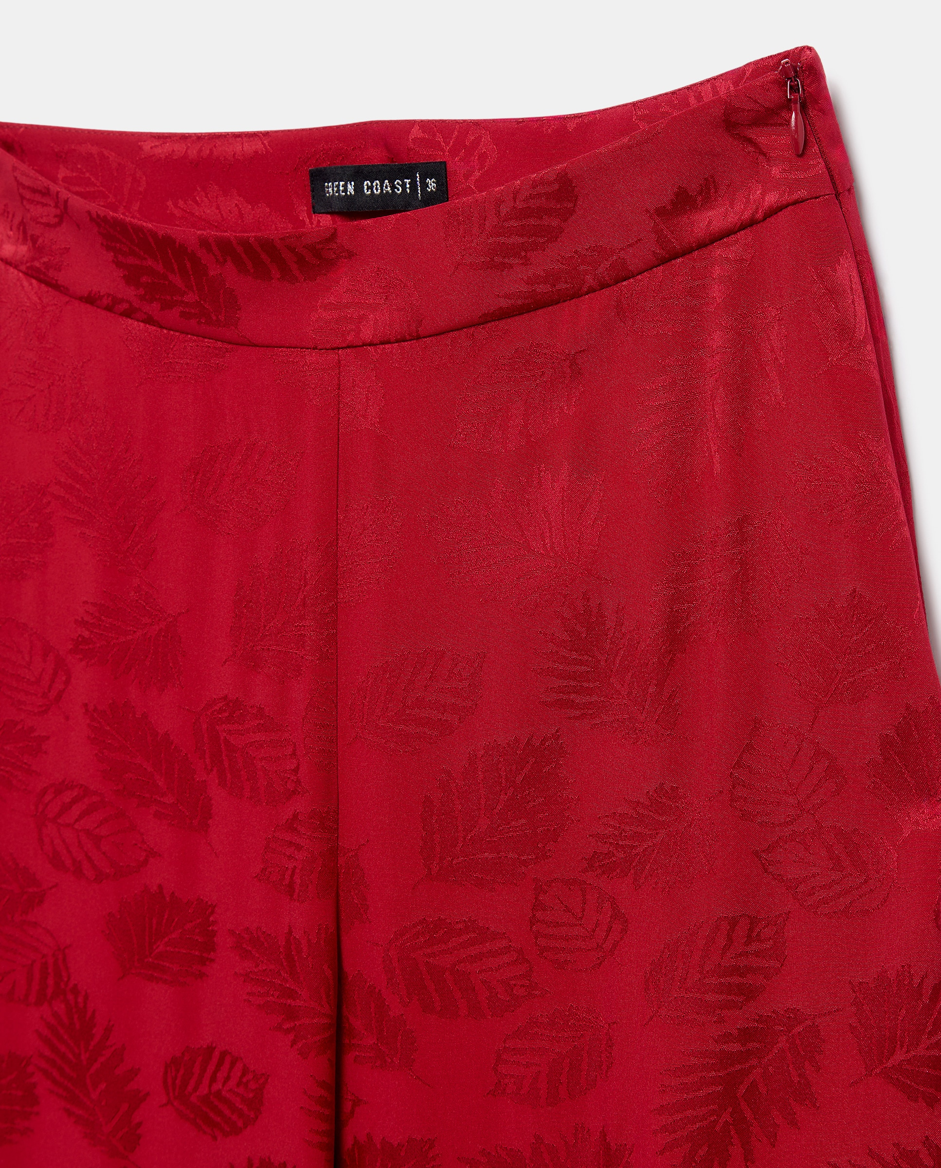 Calças Jacquard Lisas Vermelho-5