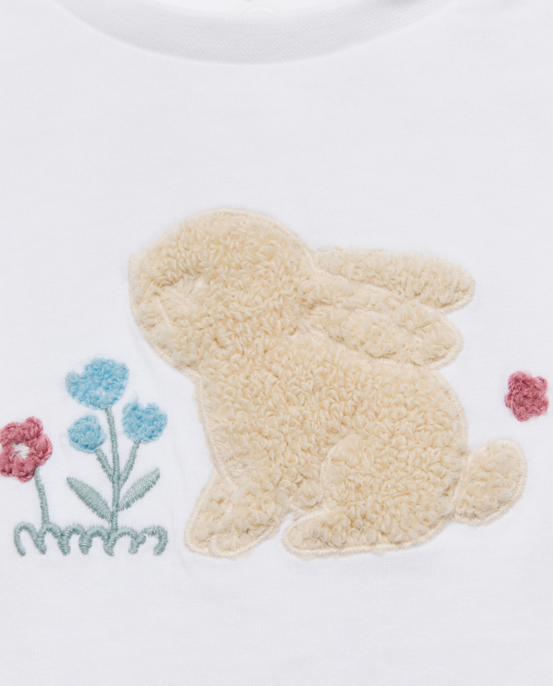 T-shirt de Manga Curta de Bebé com Decote Redondo e Folhos Branco-3