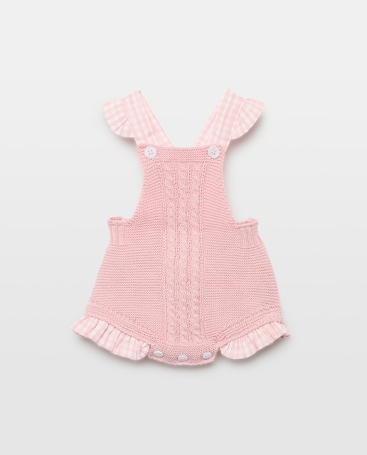 Imagem 0 de Babygrow em Tricot de Bombazina com Alça Vichy com Folho de Bebé