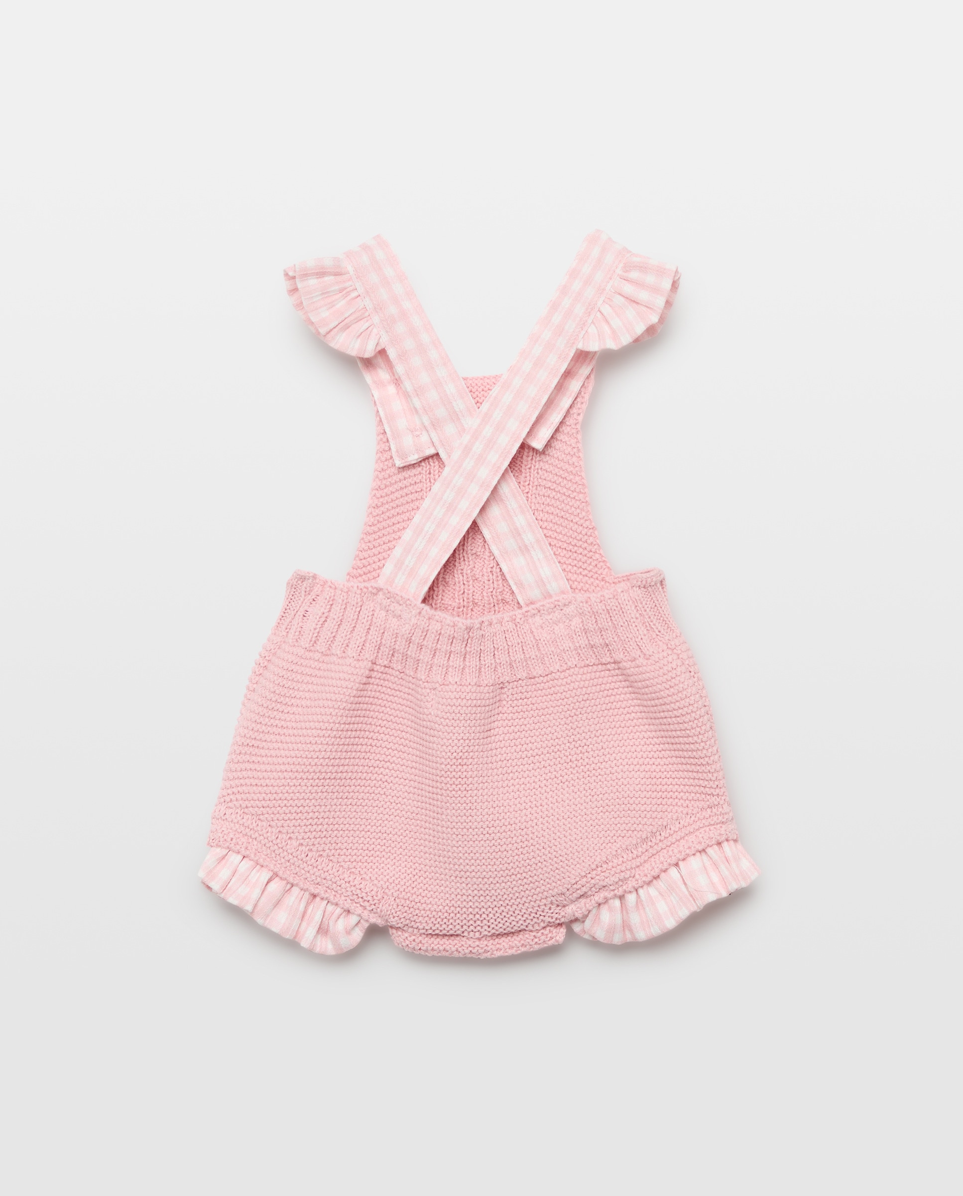 Babygrow em Tricot de Bombazina com Alça Vichy com Folho de Bebé Coconut El Corte Inglés 200 Rosa-2