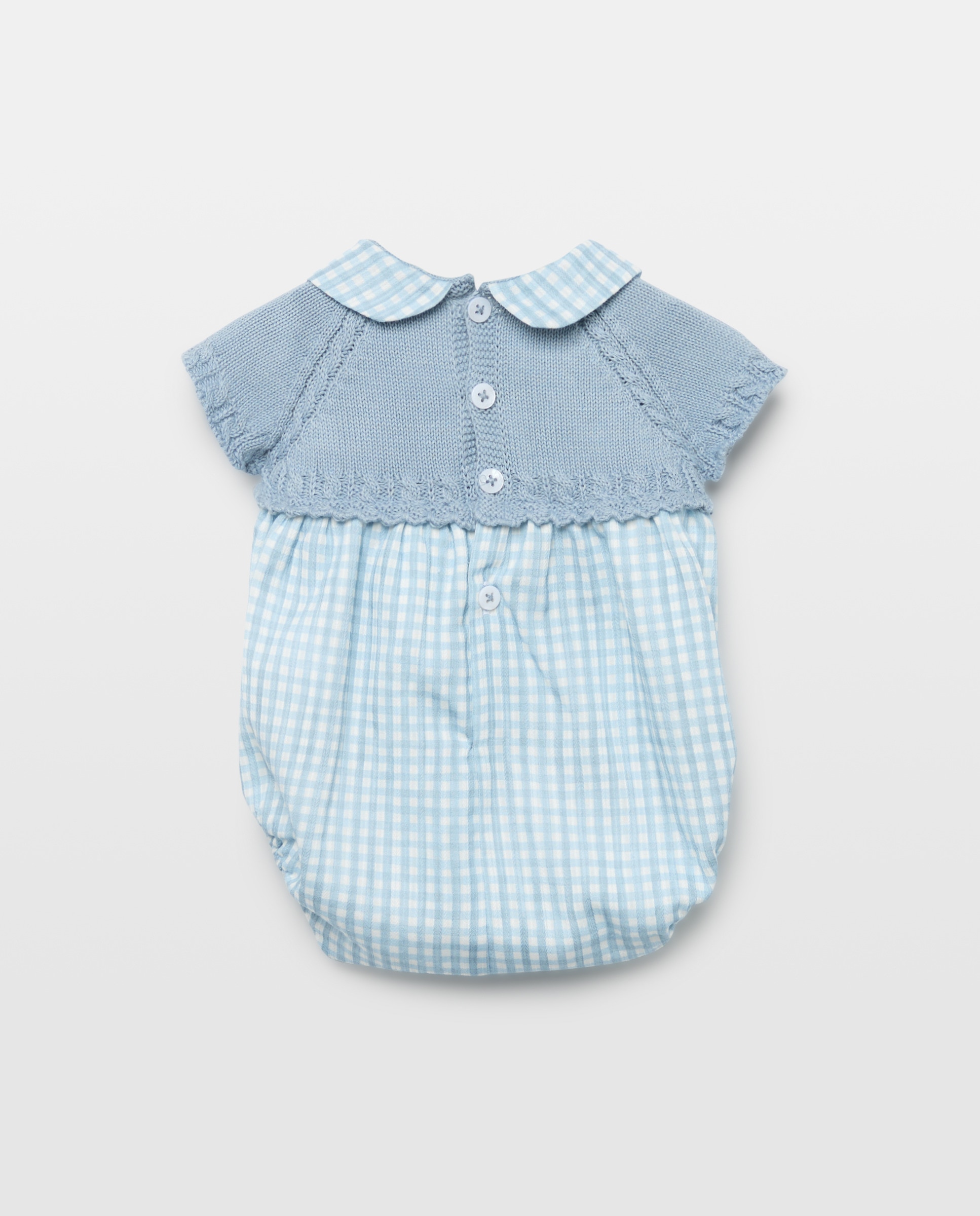 Babygrow com Gola Bebé em Tricot e Plana Vichy Coconut El Corte Inglés Azul-2
