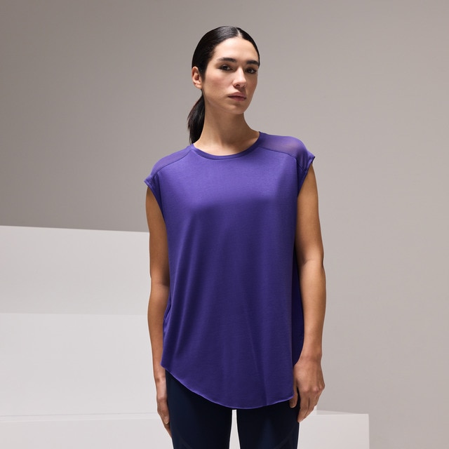 Imagem 0 de T-shirt de Training de Mulher em Modal com Mesh e Manga Curta