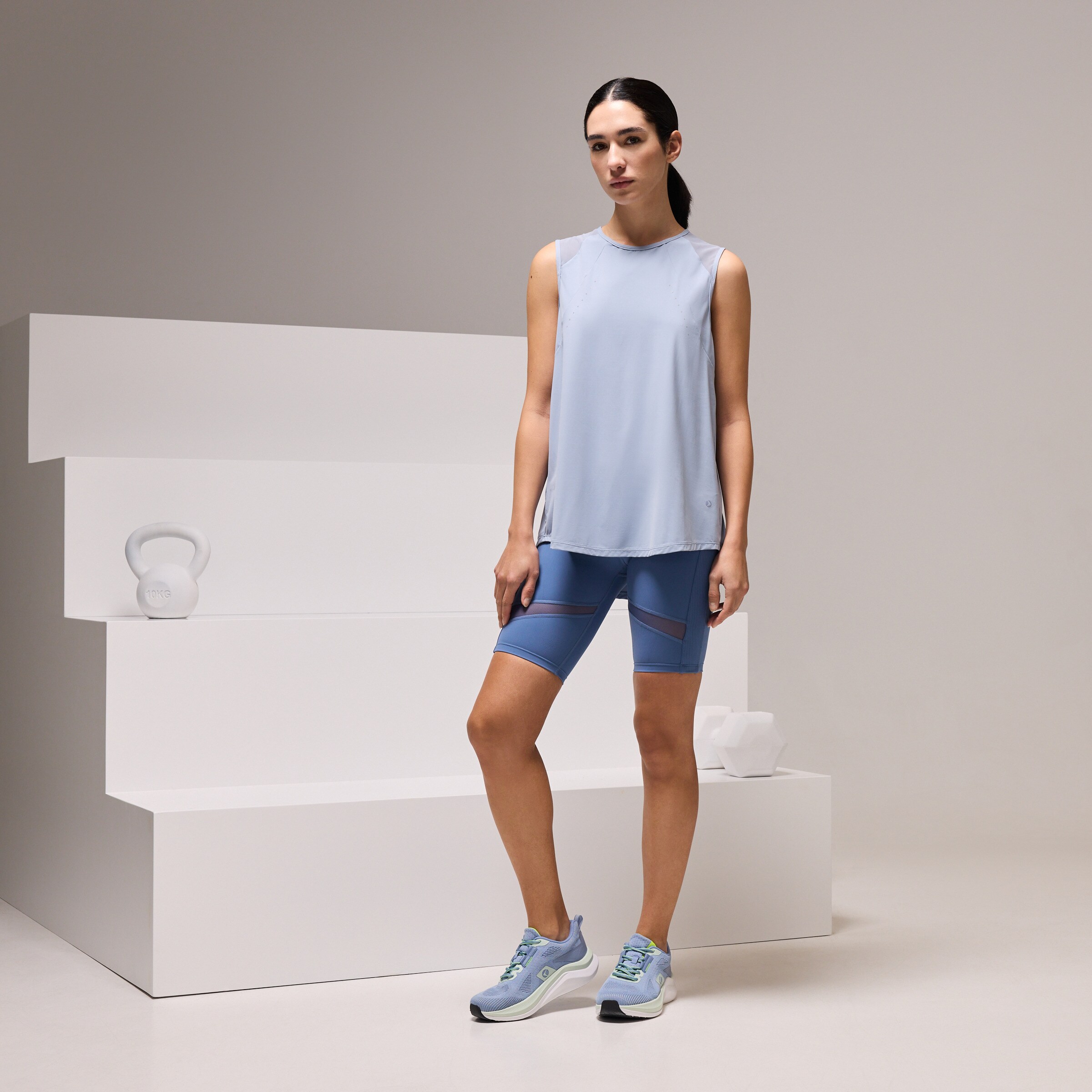 T-shirt sem Mangas de Training de Mulher Azul-claro-2