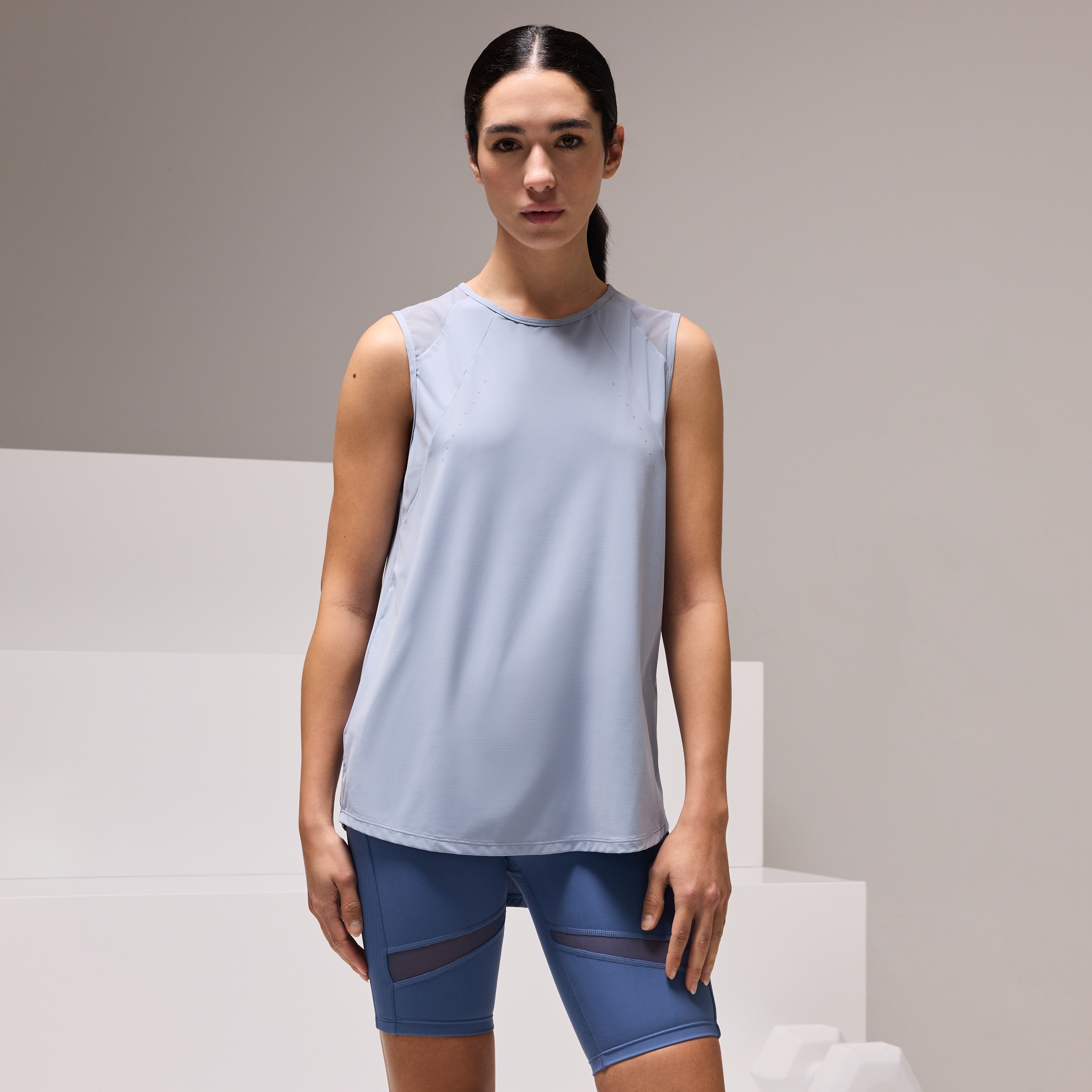 T-shirt sem Mangas de Training de Mulher Azul-claro-1