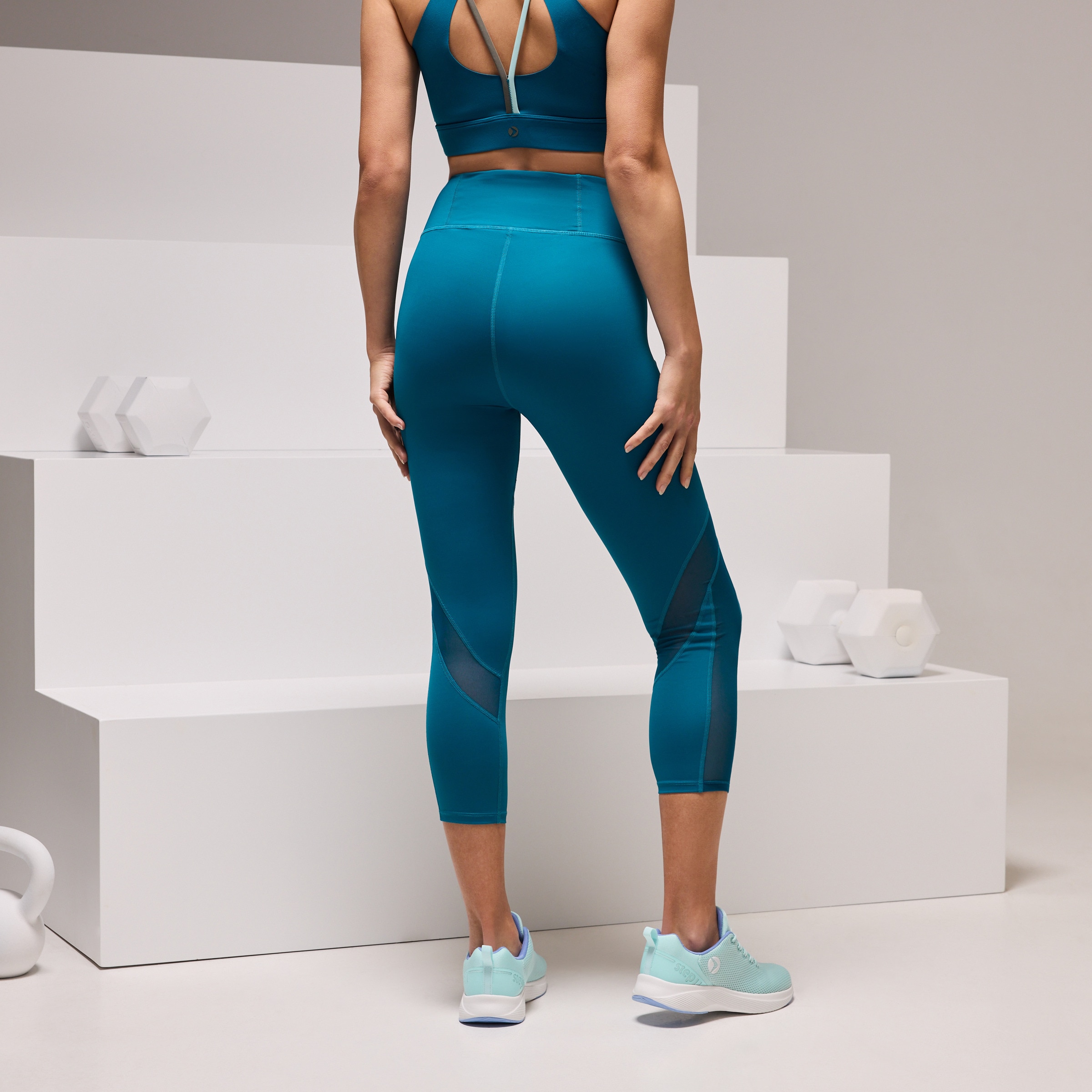 Leggings 7/8 de Training de Mulher com Mesh Pistácio-3