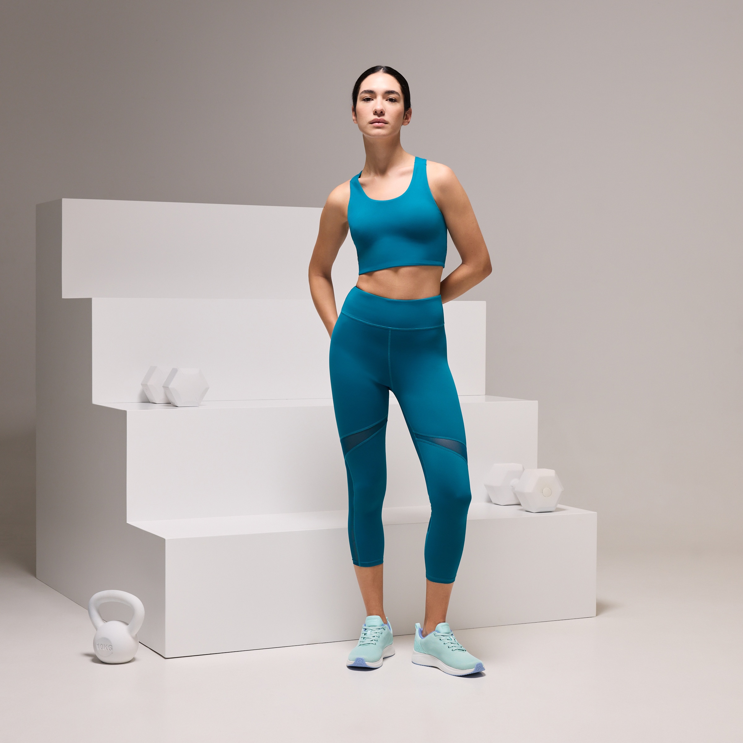 Leggings 7/8 de Training de Mulher com Mesh Pistácio-1