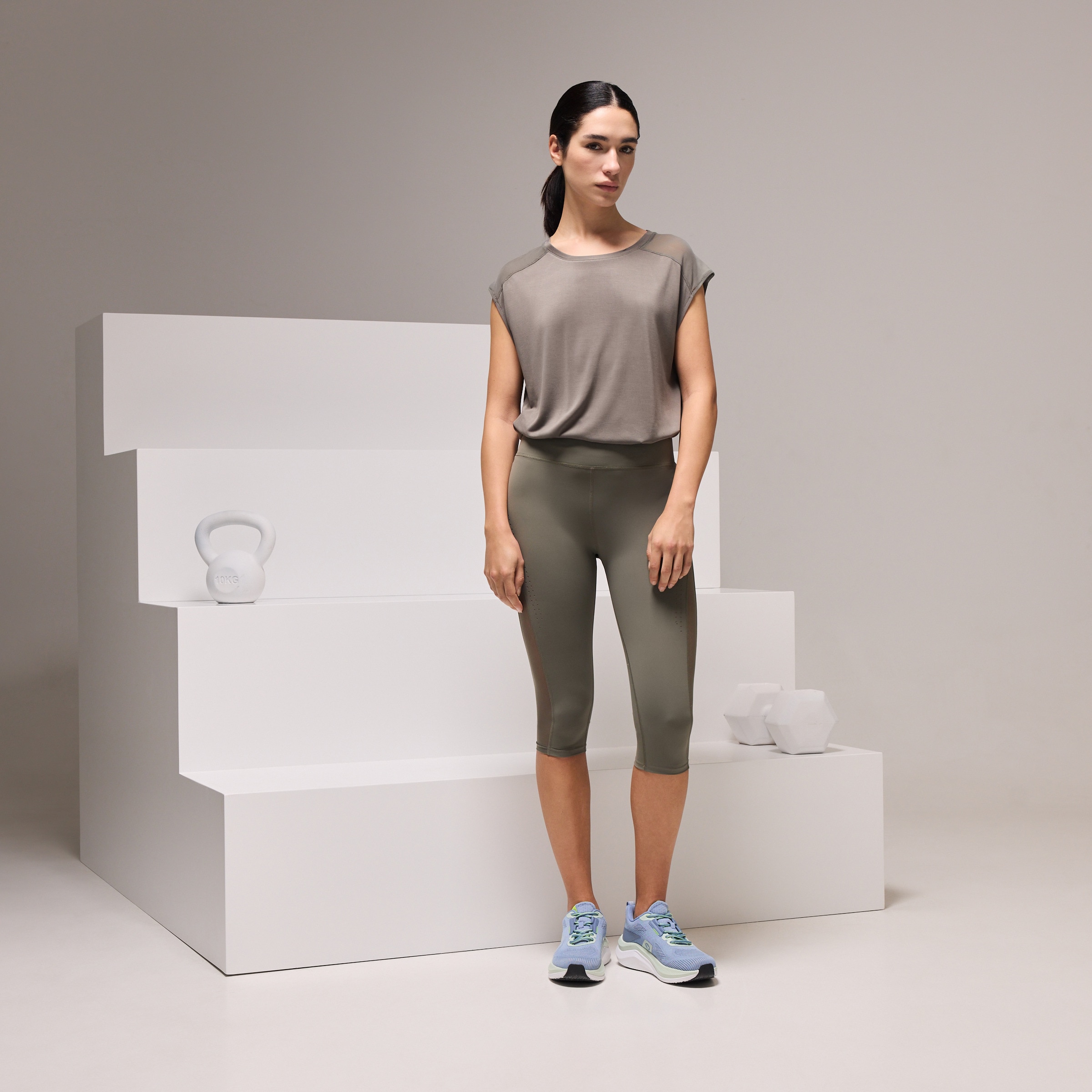 Leggings de Training de Mulher com Mesh Musgo-1