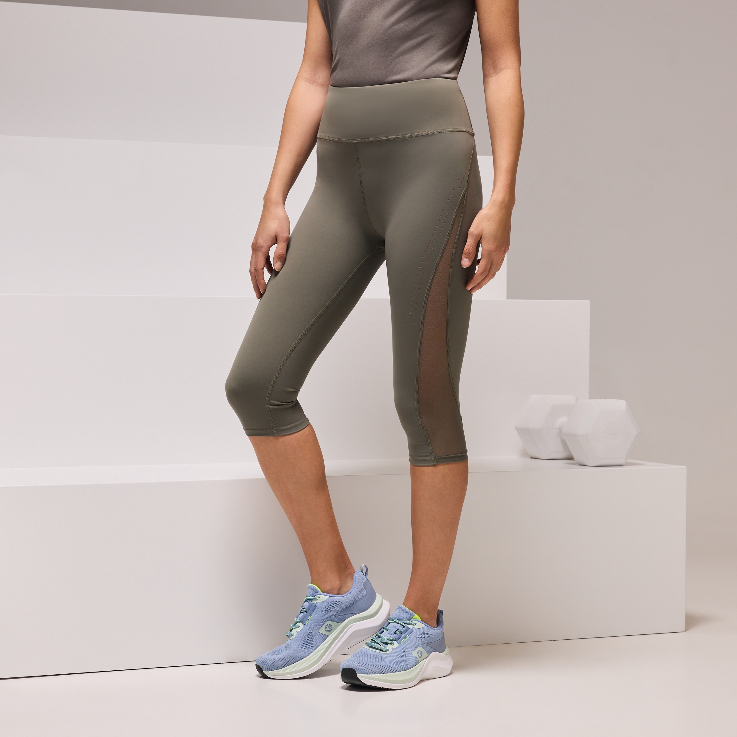 Leggings de Training de Mulher com Mesh Musgo-2