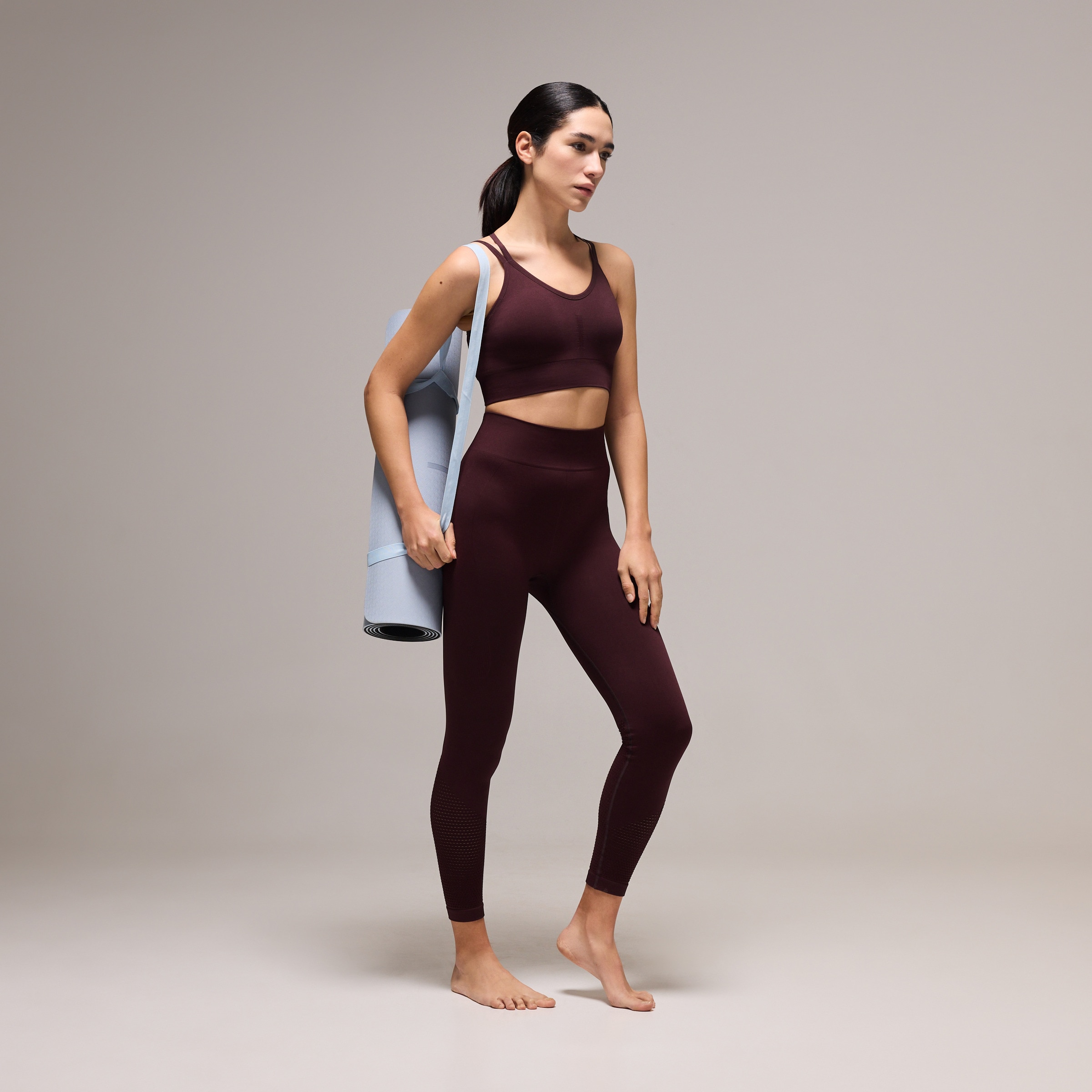 Imagen 0 de Malla larga seamless de Yoga de mujer Boomerang Azul pálido