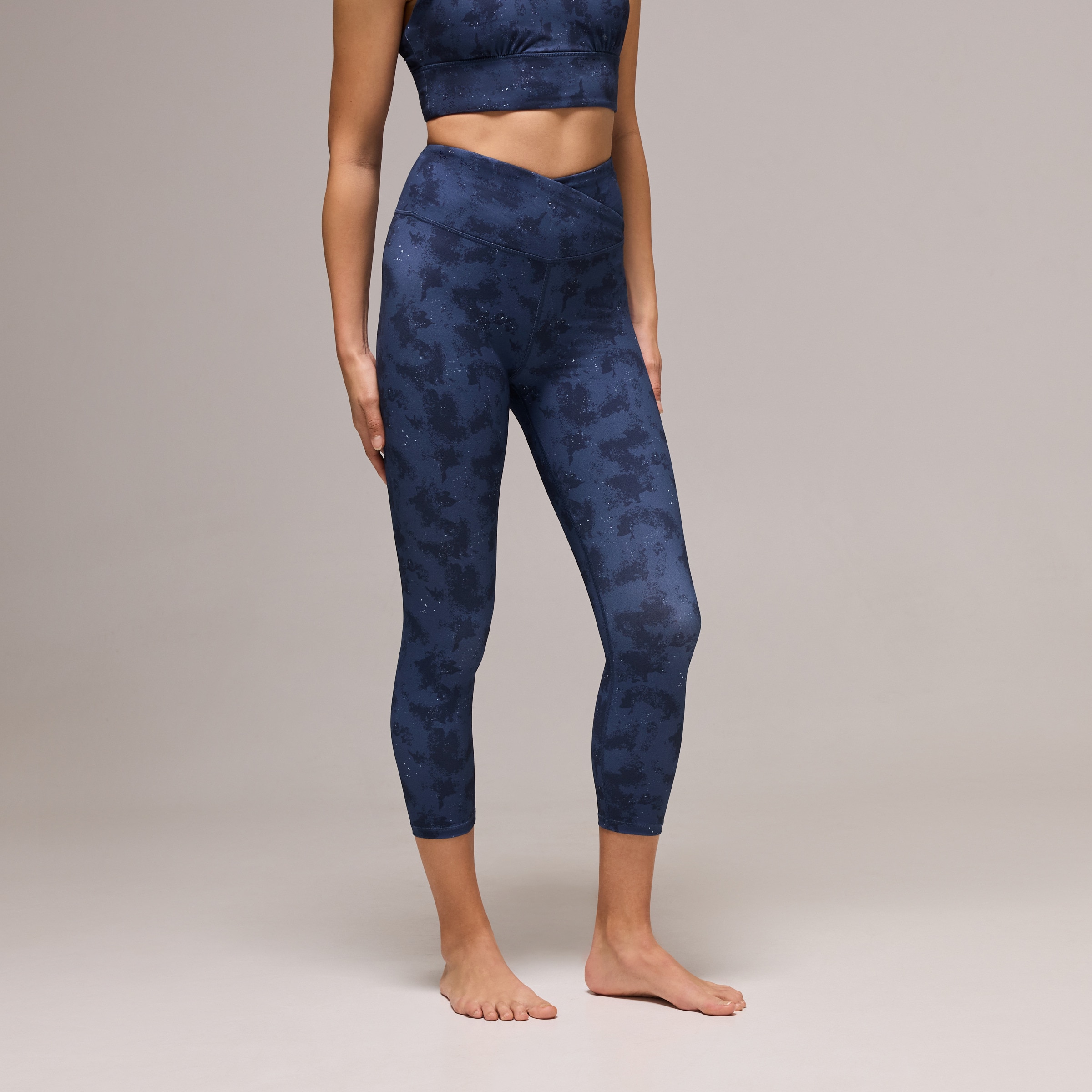 Leggings 7/8 de Yoga Estampadas de Mulher Azul-marinho-2