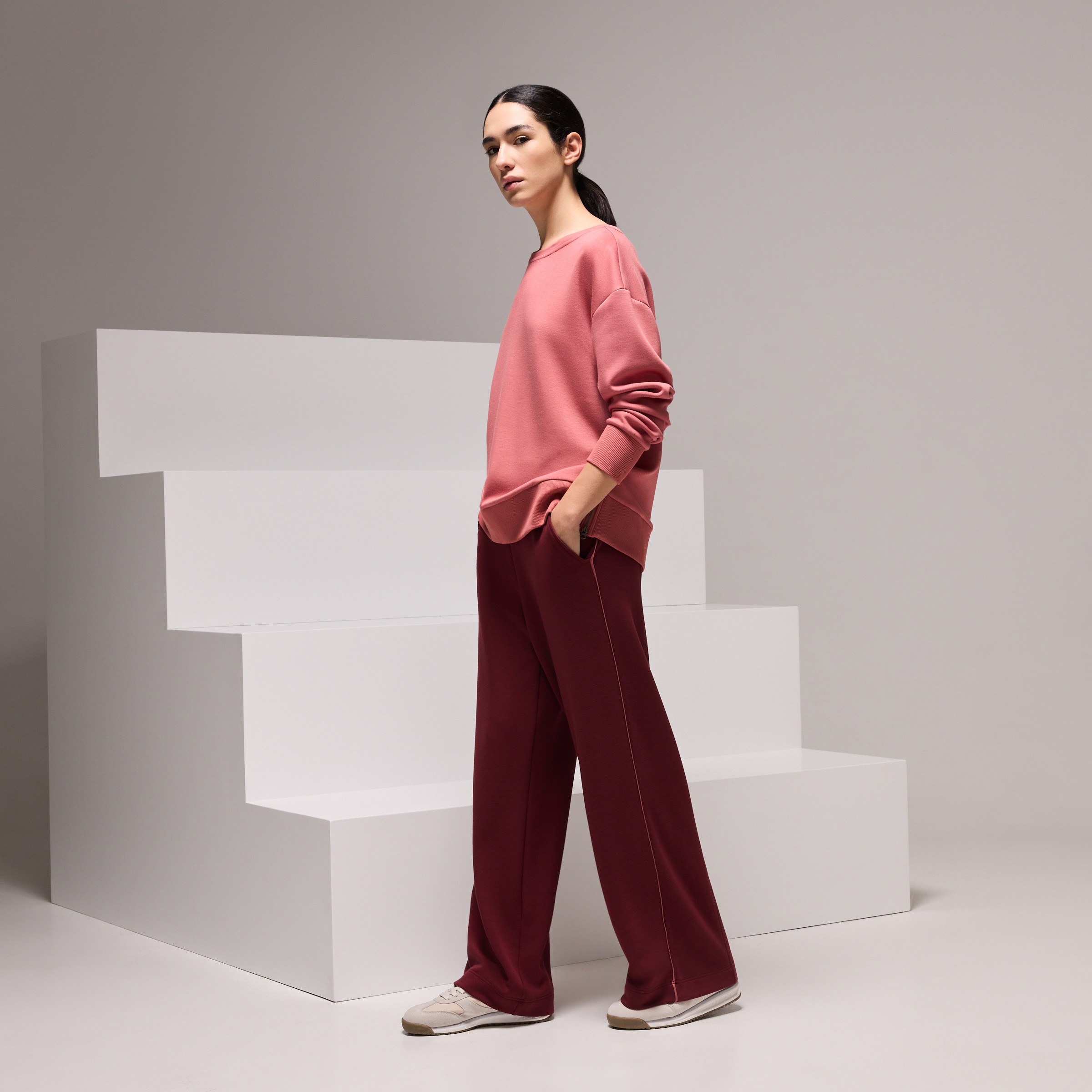 Imagen 0 de Pantalón largo ancho de viscosa Sportcasual de mujer Boomerang Terracota