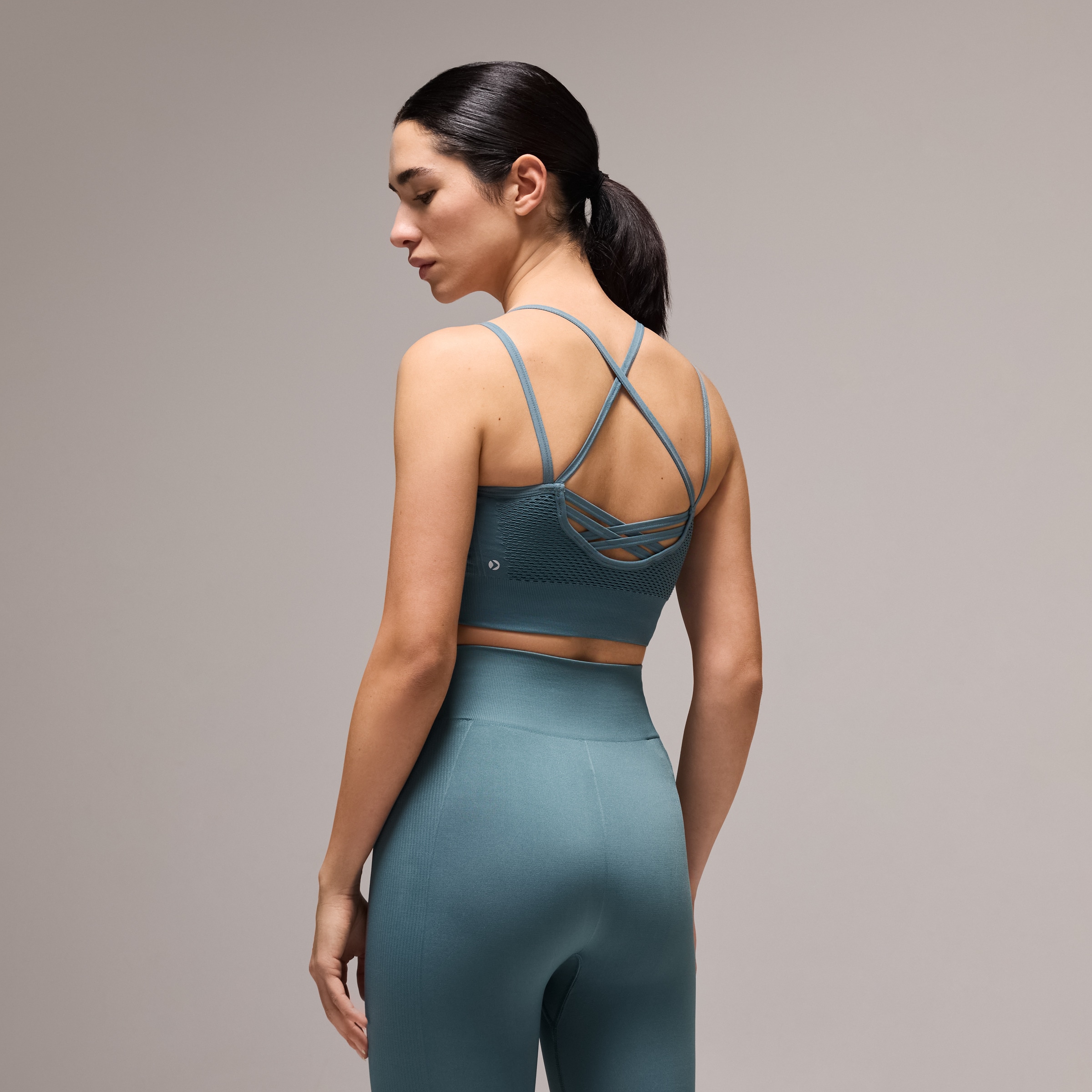 Top Seamless de Yoga de Mulher Azul pálido-3