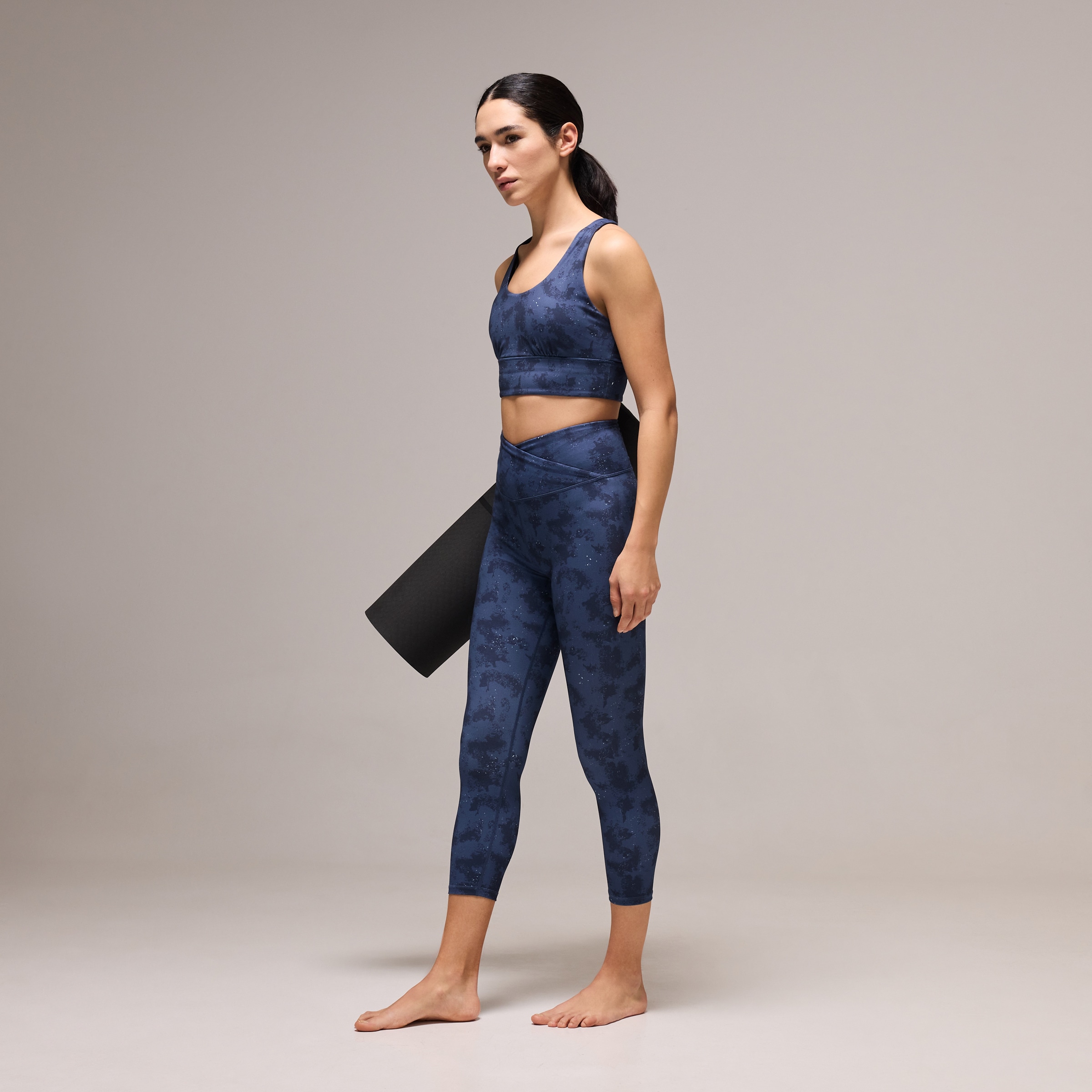 Top de Alças Cruzadas de Yoga de Mulher Azul-marinho-2