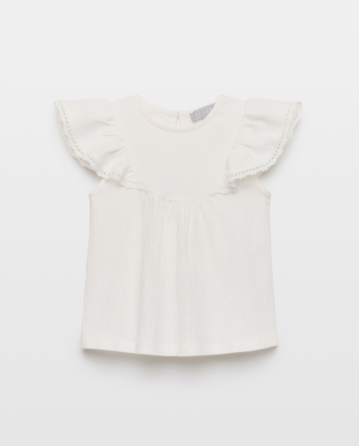 Imagen 0 de Camiseta tejido con estructura manga con volante de niña