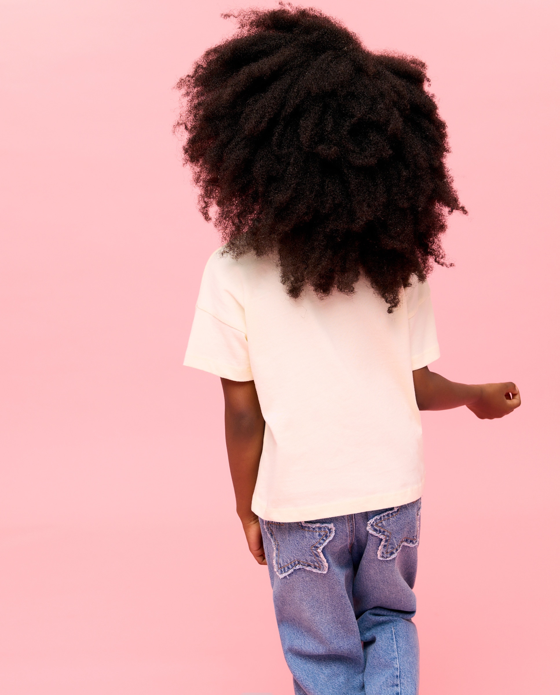 T-shirt de Manga Curta com Estampado Posicional Lilo e Stitch em Glitter 150 Baunilha-3